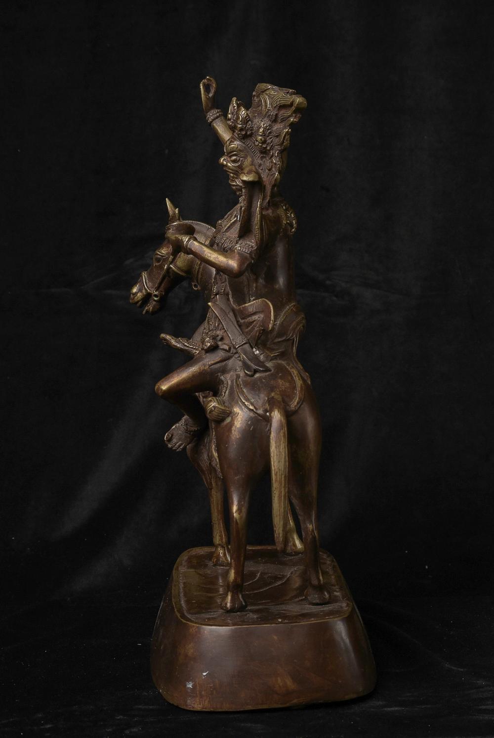 Cast 18/19th Mongolian Buddhist Protective Deity- Large, Fierce, Animated, Powerful For Sale