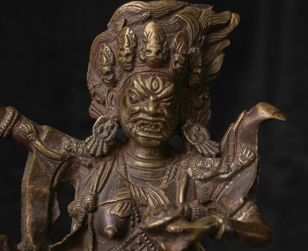 Bronze 18/19th Mongolian Buddhist Protective Deity- Large, Fierce, Animated, Powerful For Sale
