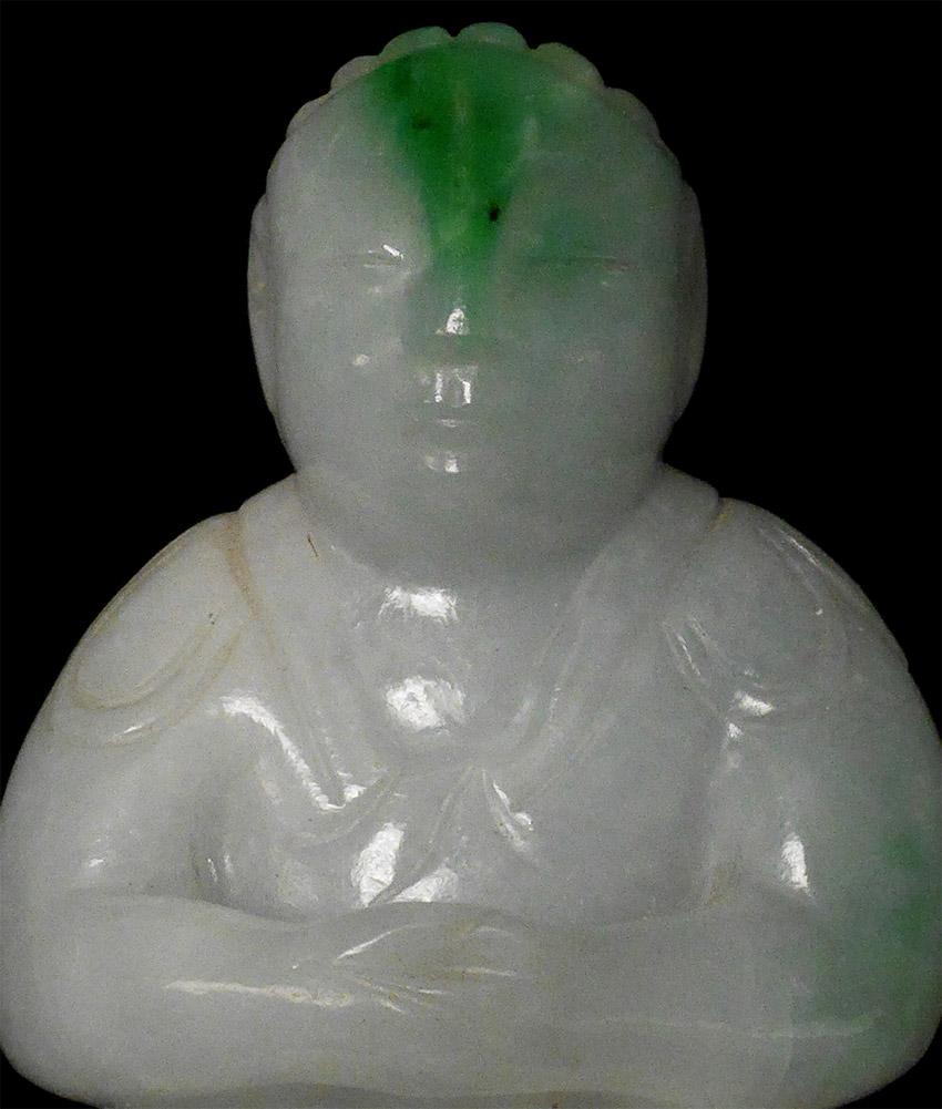 Carved 18/19thC Chinese Jadite Jade Buddha, Fine, Special! - 7730 For Sale