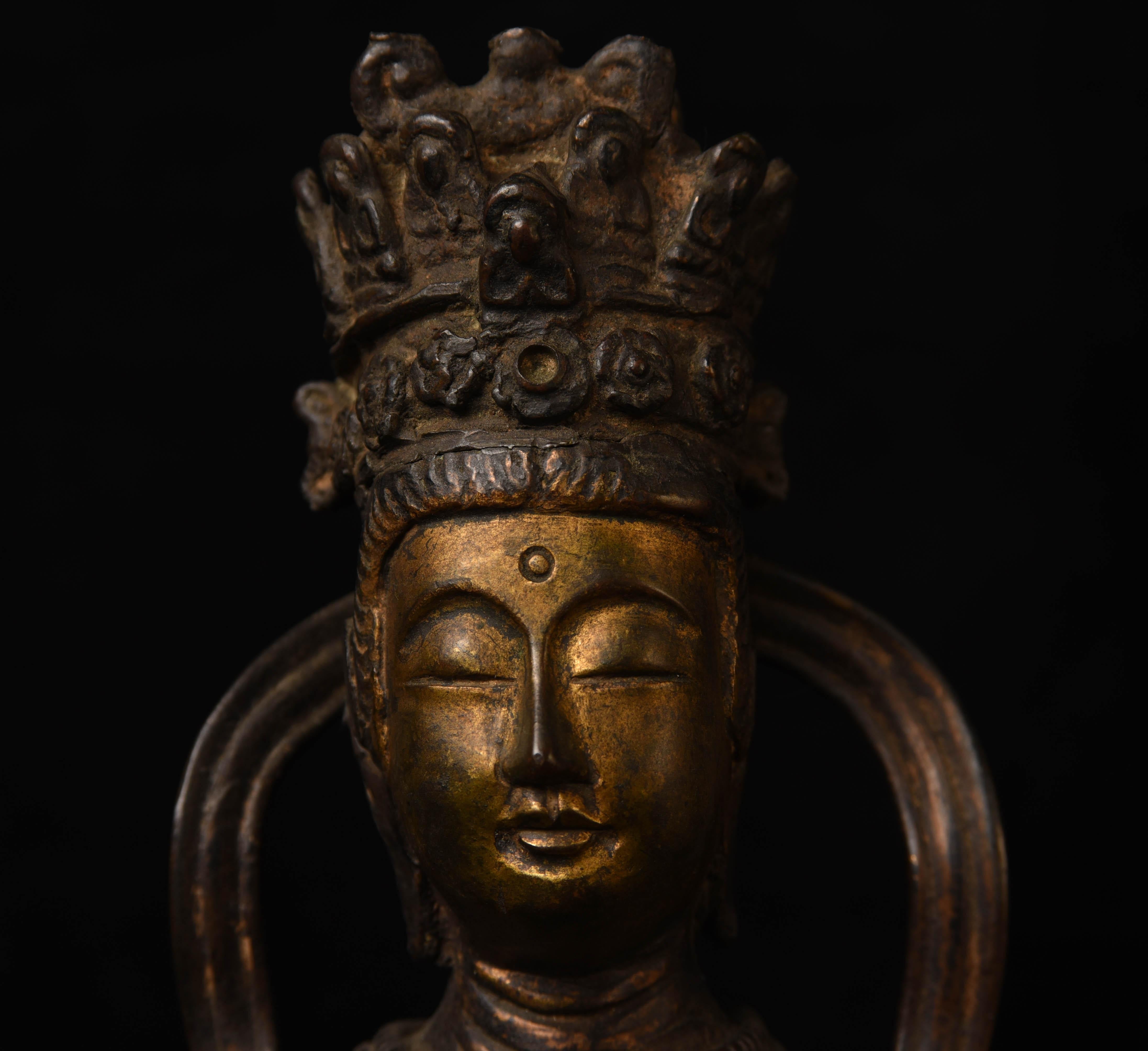 19thC or earlier Korean or Chinese Bronze Bodhisattva Vairocana, 5828 7