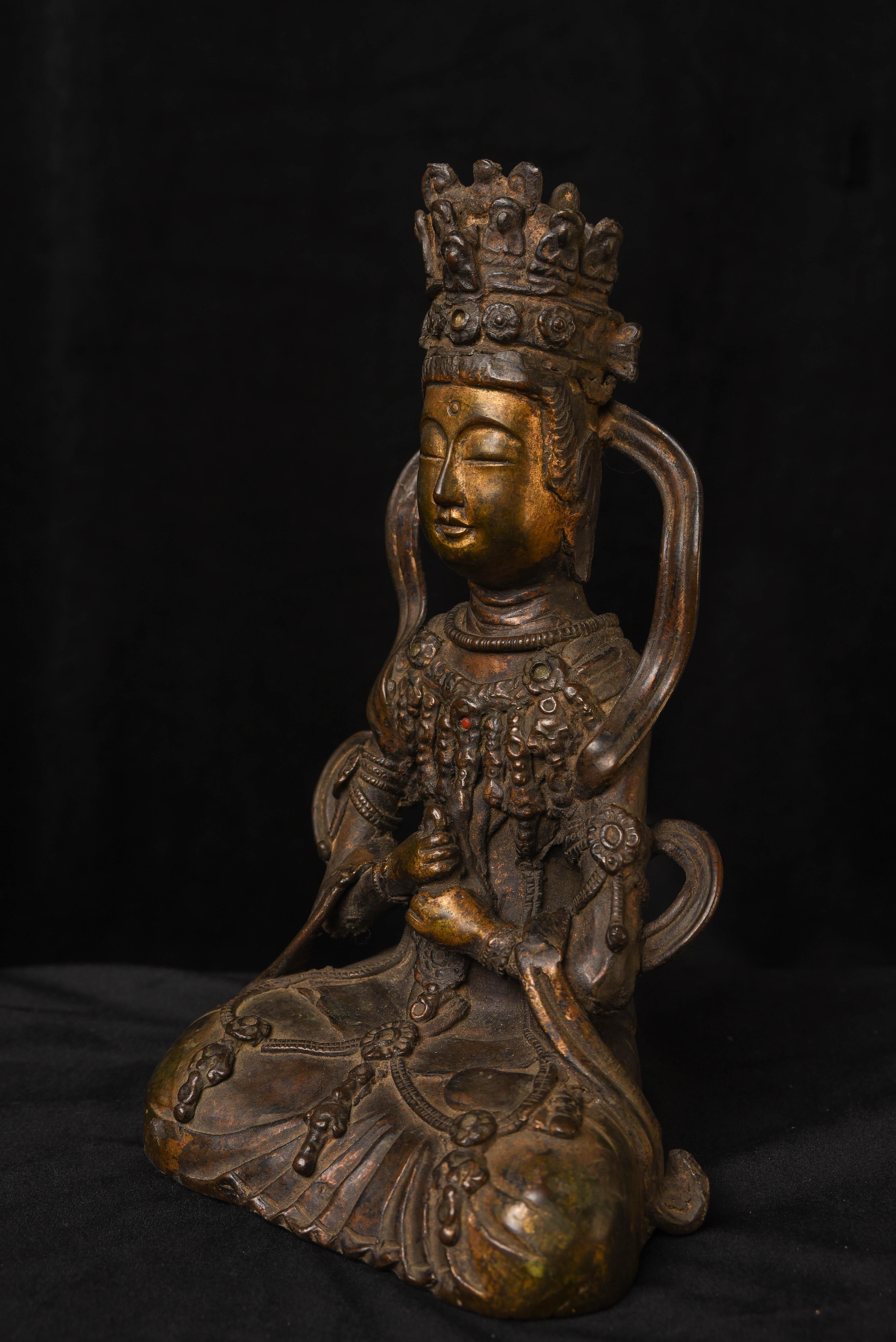 19thC or earlier Korean or Chinese Bronze Bodhisattva Vairocana, 5828 In Good Condition In Ukiah, CA