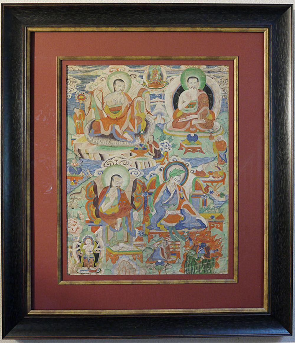 Hand-Painted 18/19thC Tibetan Thangka For Sale