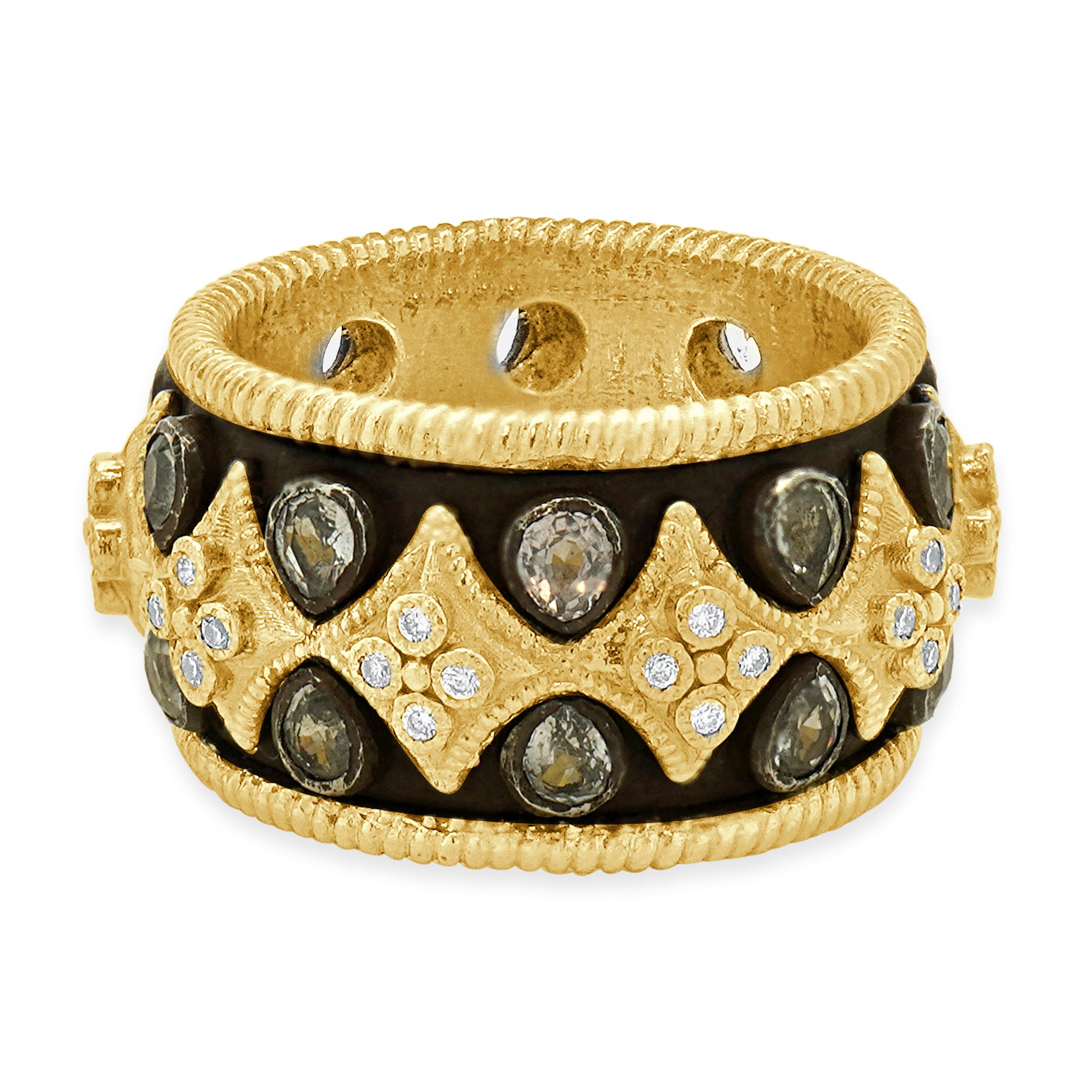 18-22K Yellow Gold & Sterling Silver Sapphire and Diamond Ring