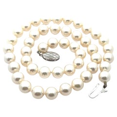 18" 8.5-9mm Cultured Pearl Strand Necklace W/ 14k White Gold Push Clasp 18" 8.5-9mm Cultured Pearl Strand Necklace W/ 14k White Gold Push Clasp