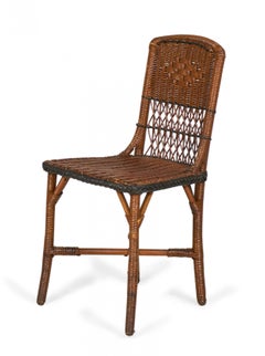 18 American Art Deco Style Brown and Green Wicker Side Chairs