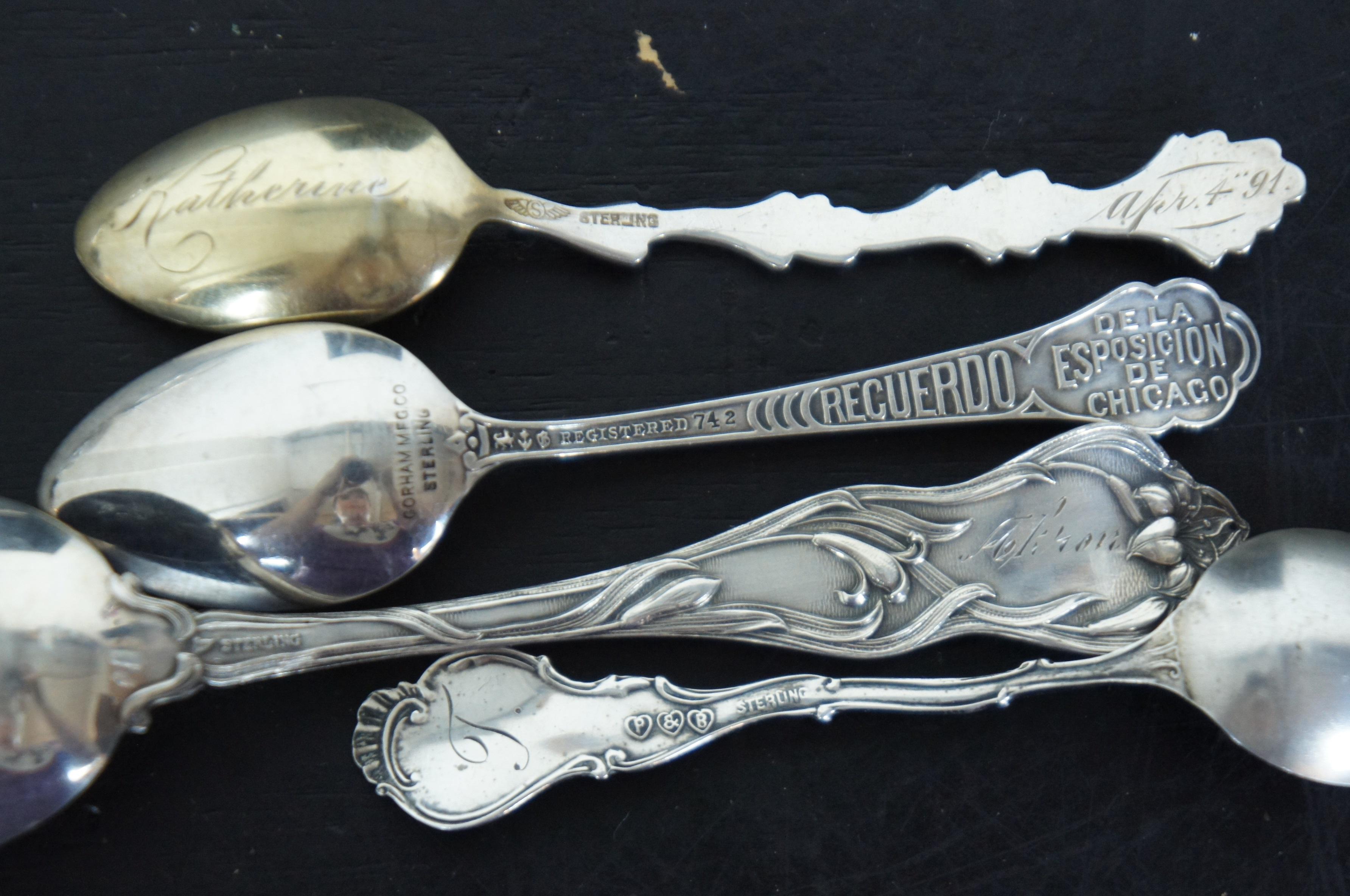 18 Antique Sterling Silver Souvenir Tea Serving Demitasse Spoons Spreader 347g For Sale 5