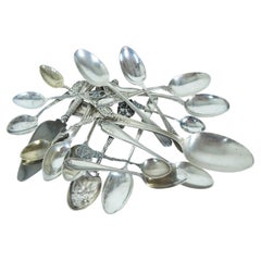 18 Vintage Sterling Silver Souvenir Tea Serving Demitasse Spoons Spreader 347g