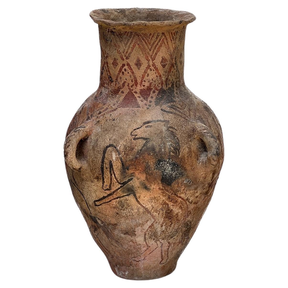Vase en poterie archaïque néolithique Majiayao de 18 pouces