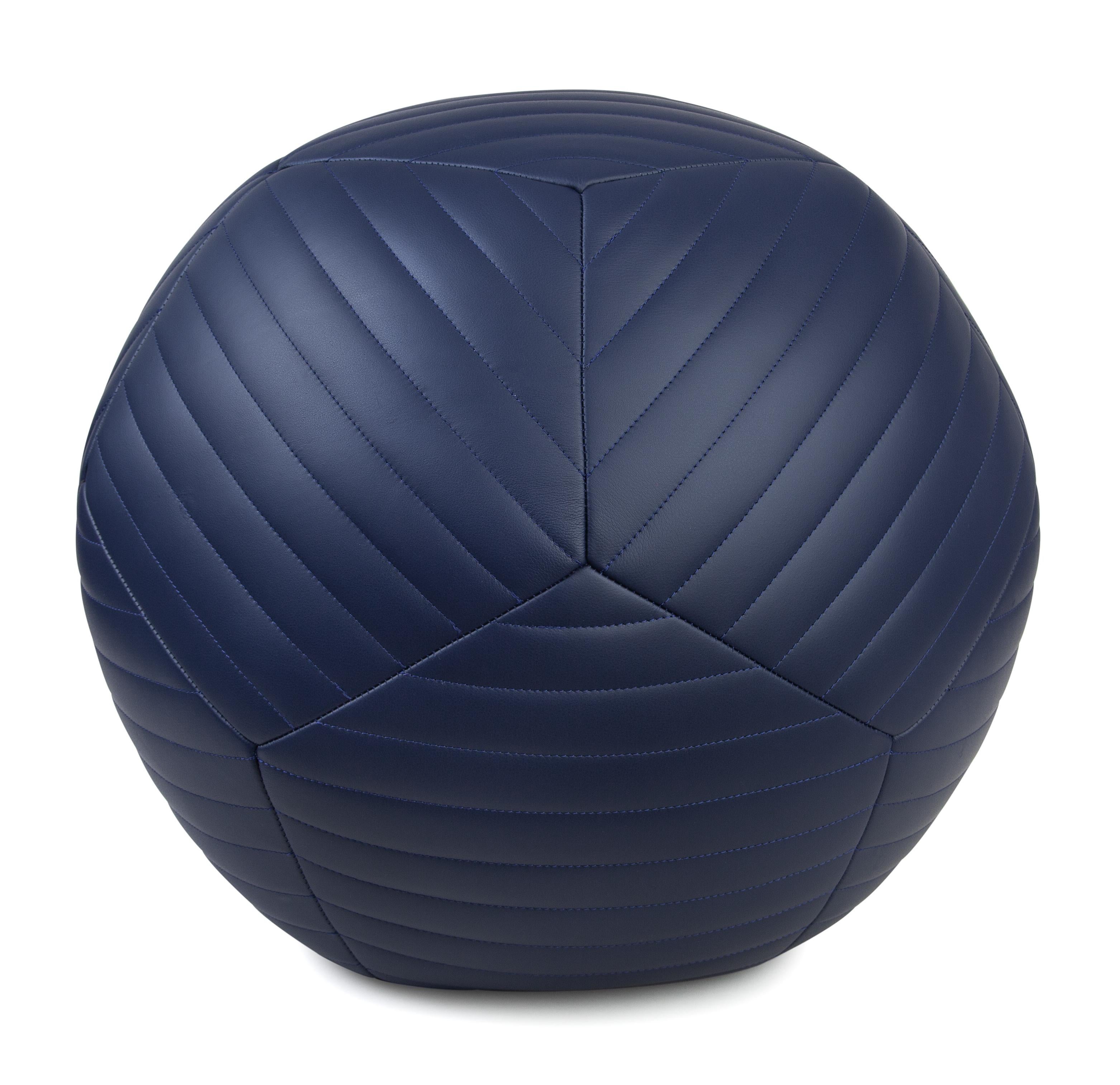 Featured with banded detailing, the Banded Ottoman is inspired by fundamental geometry. These structured and supportive round ball ottomans are designed to function as a traditional leg rest, add a twist to secondary living room seating, or as