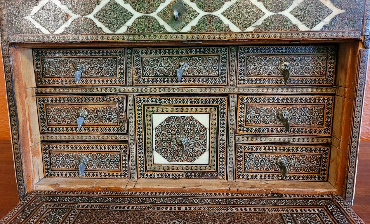 Brass 18 C, Indo-Portuguese Vargueno Mini Cabinet For Sale