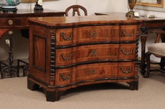 18 C Italian Baroque Style Inlaid Walnut Commode w 3 Drawers & Ebonized Detail