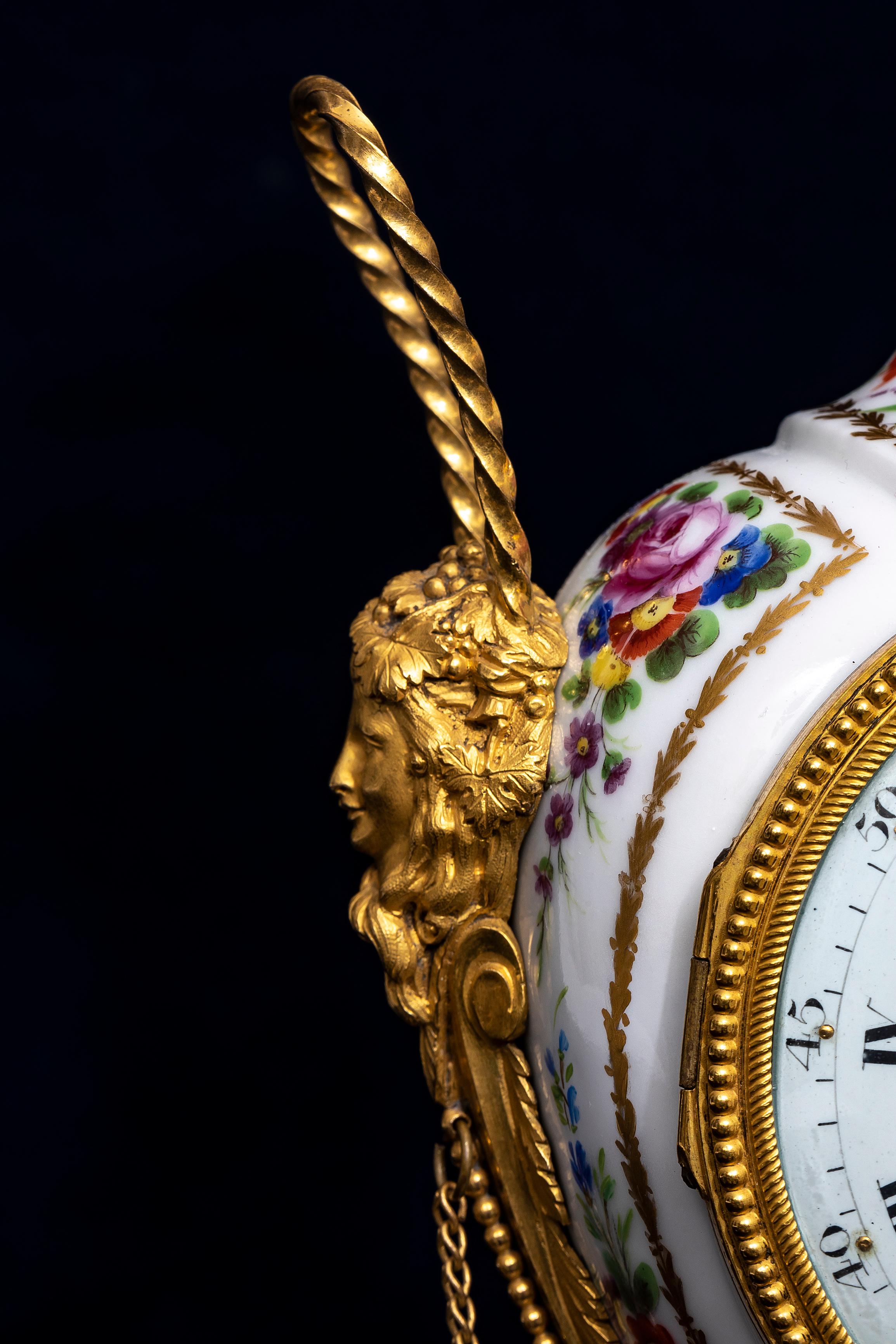 18 C. Louis XVI French Ormolu Mtd. Queen’s Manufacture Porcelain Clock, F. Godon For Sale 10