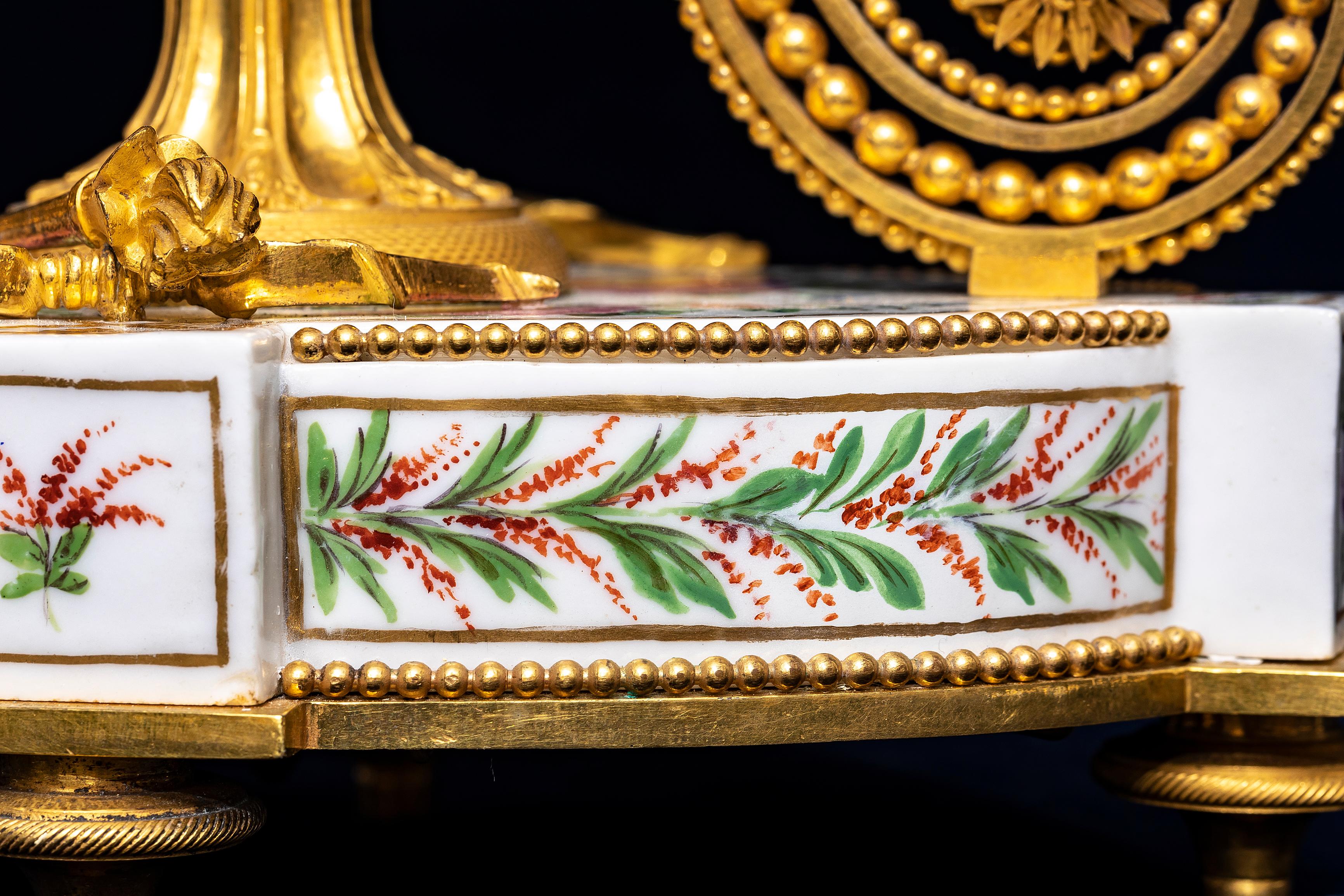 18 C. Louis XVI French Ormolu Mtd. Queen’s Manufacture Porcelain Clock, F. Godon For Sale 12