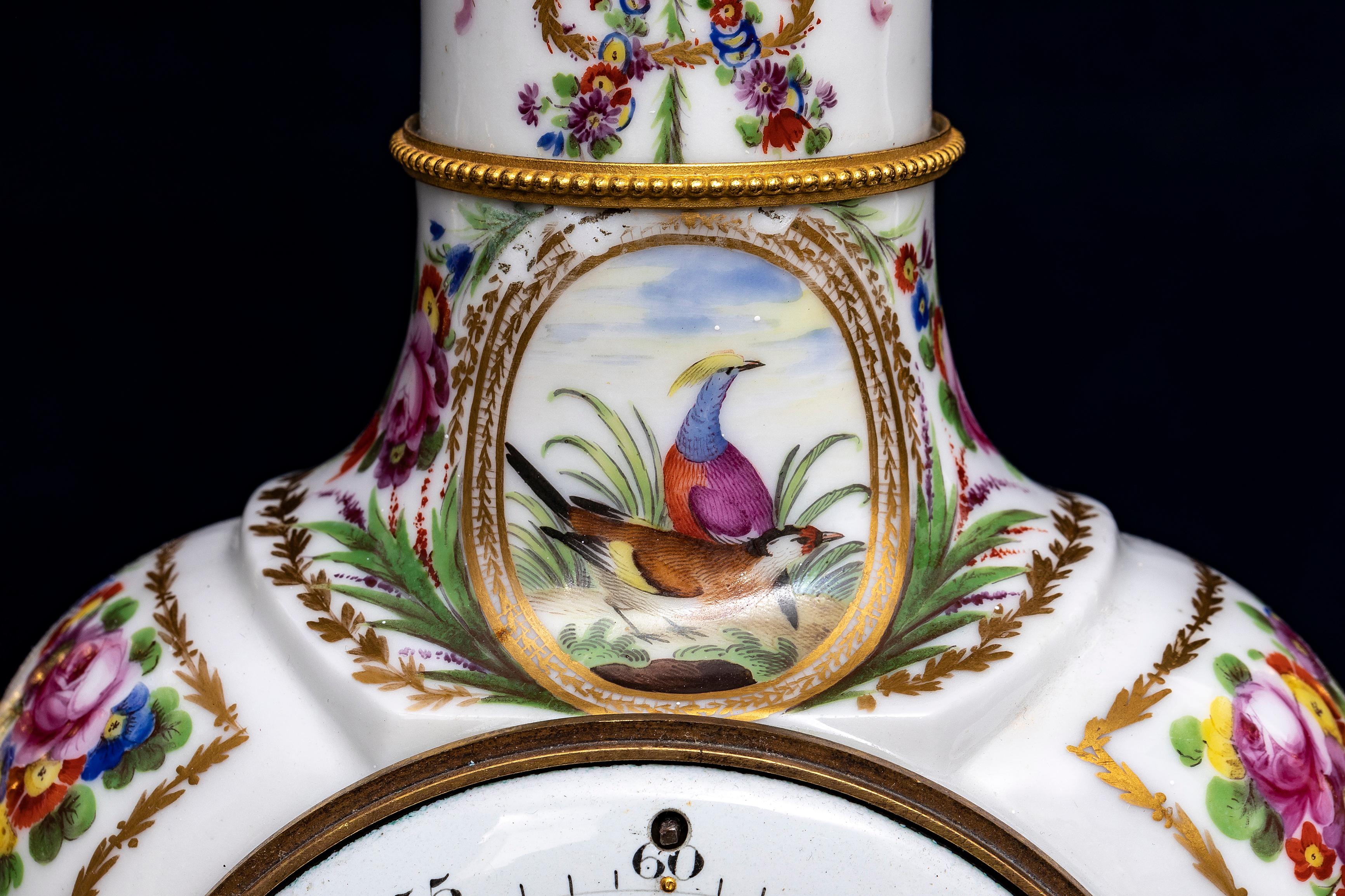 18 C. Louis XVI French Ormolu Mtd. Queen’s Manufacture Porcelain Clock, F. Godon For Sale 3