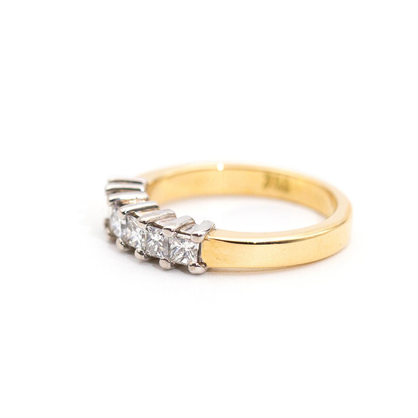 Modern 18 Carat 0.54 Carat Princess Cut Diamond Vintage Eternity Ring