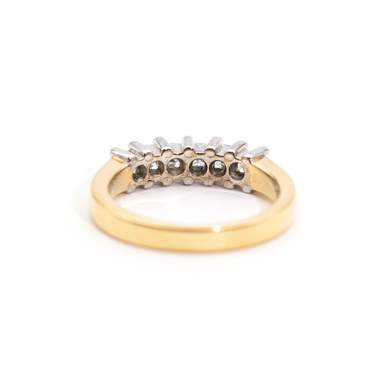 18 Carat 0.54 Carat Princess Cut Diamond Vintage Eternity Ring In Good Condition In Hamilton, AU