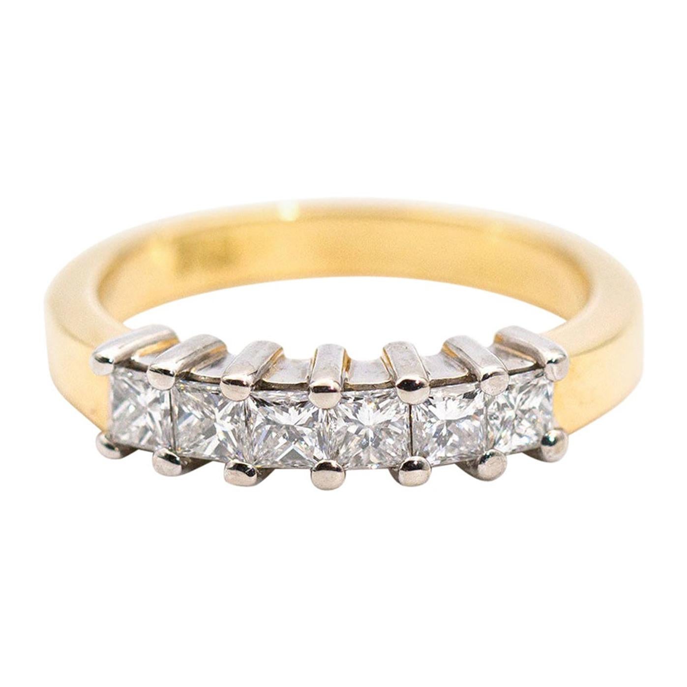 18 Carat 0.54 Carat Princess Cut Diamond Vintage Eternity Ring