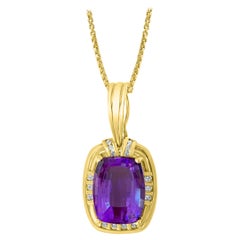 18 Carat Amethyst and Diamond Pendant Necklace Enhancer, 18 Karat Yellow Gold 18 Carat Amethyst and Diamond Pendant Necklace Enhancer, 18 Karat Yellow Gold