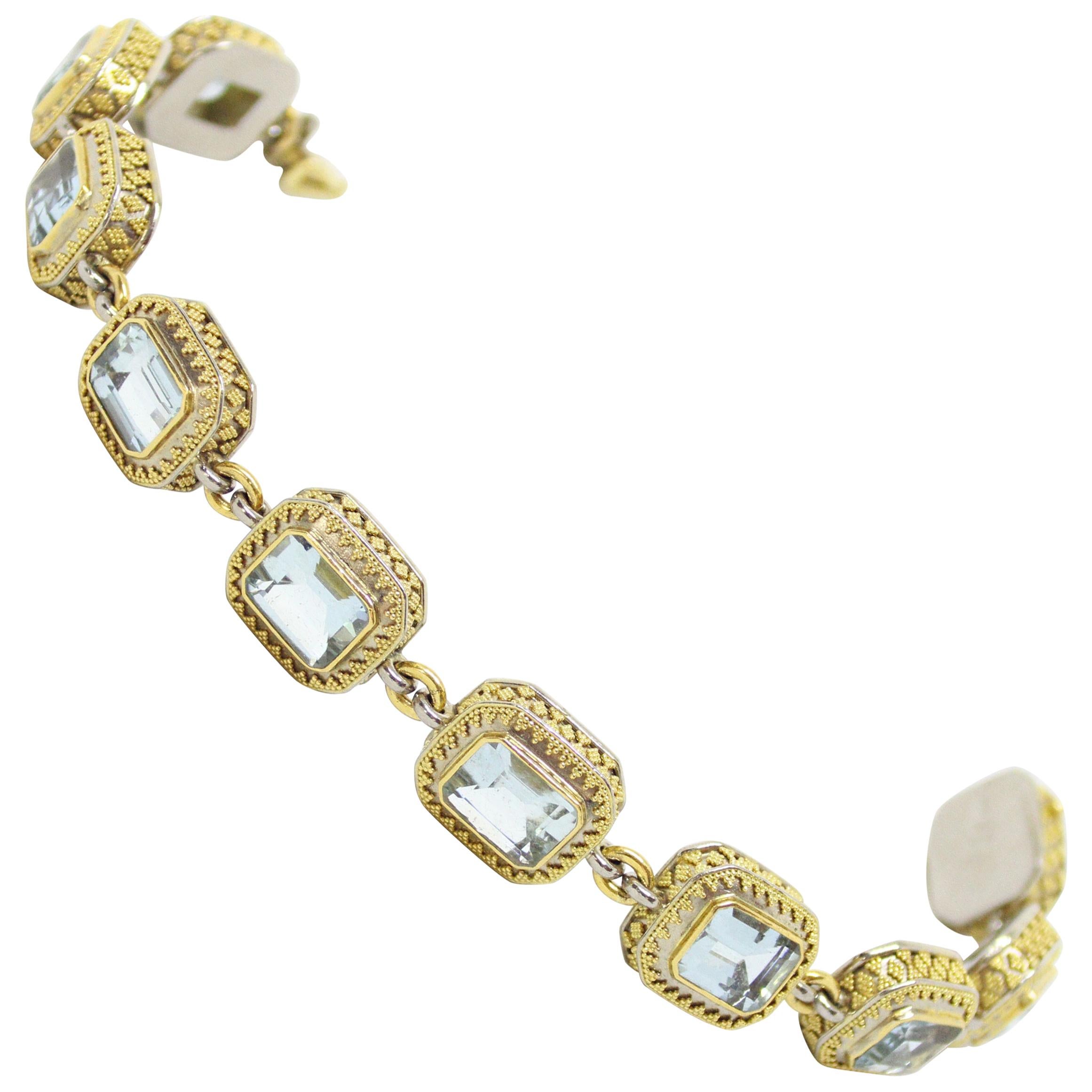 18 Carat and 21 Carat Gold Aquamarine Bracelet