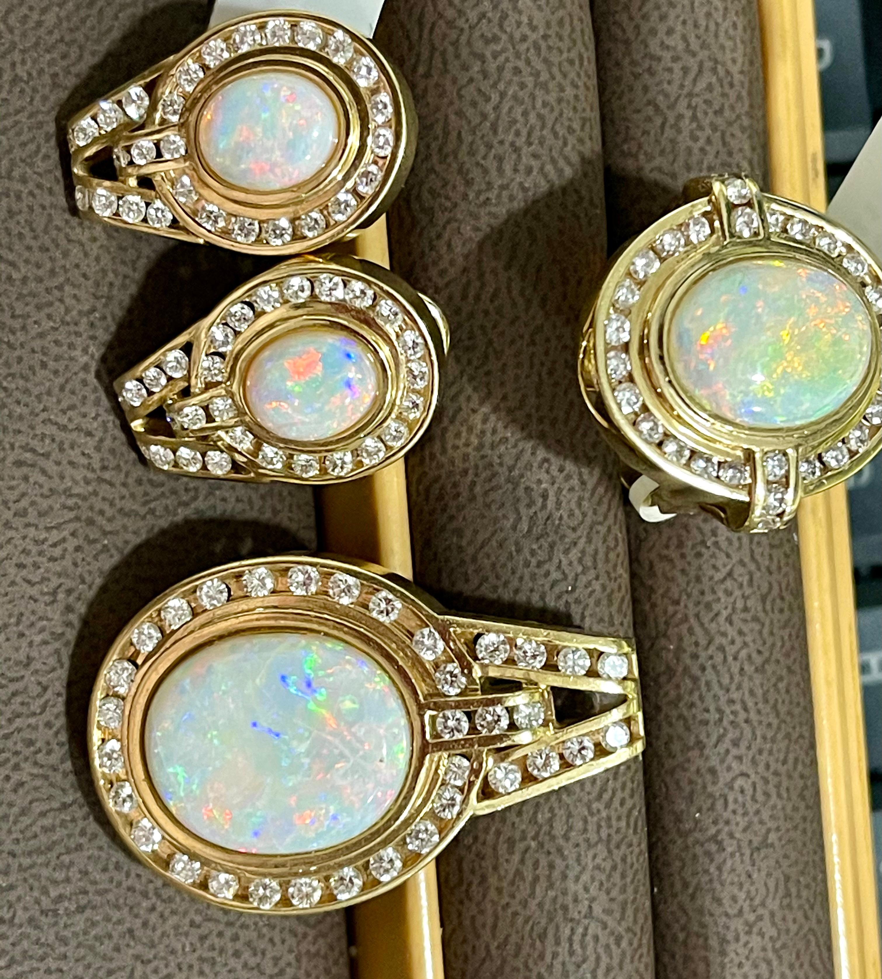 18 Carat Australian Opal and 4.57 Carat Diamond Pendant/Necklace/Ring 14K Gold 4