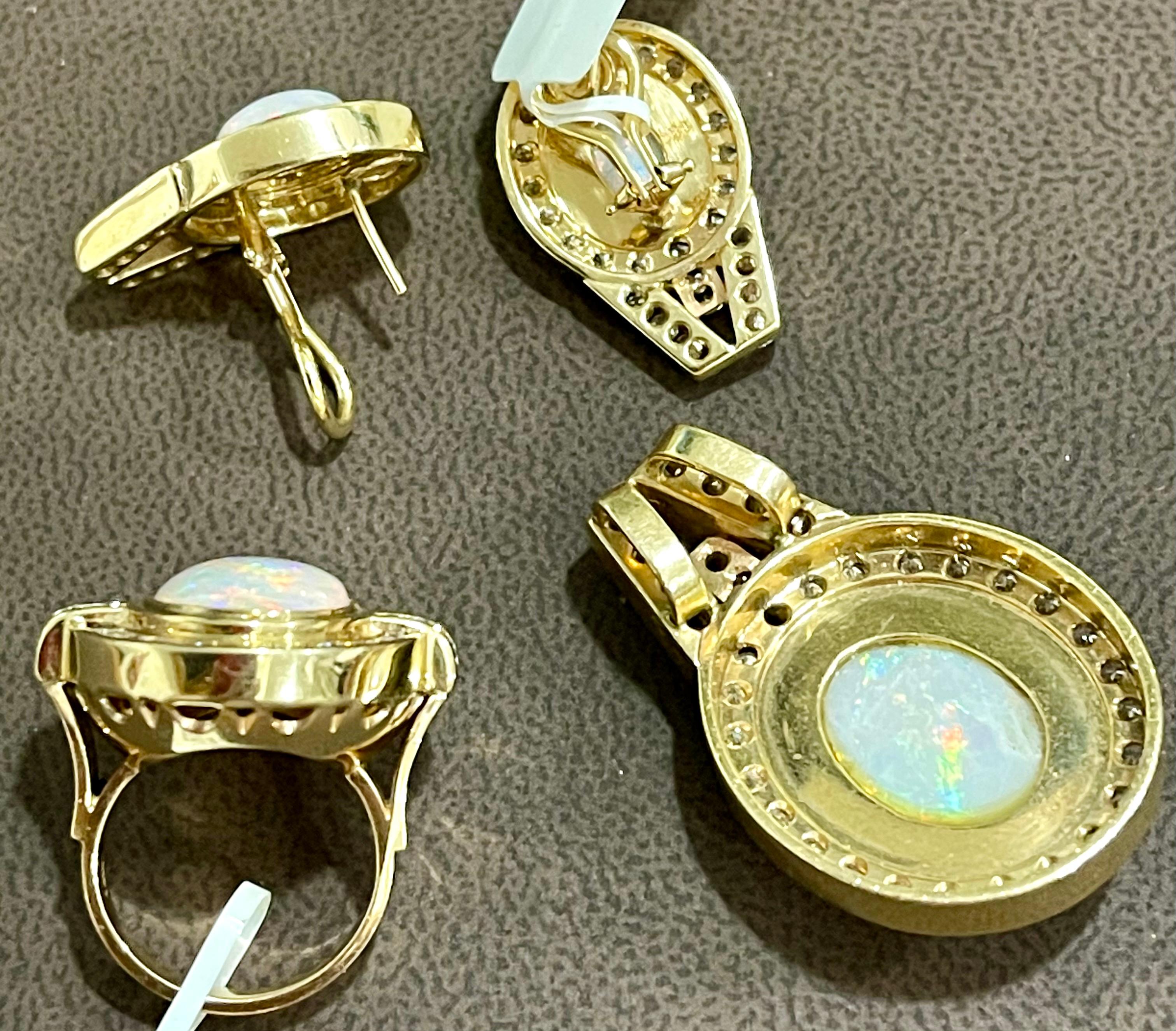 18 Carat Australian Opal and 4.57 Carat Diamond Pendant/Necklace/Ring 14K Gold 6