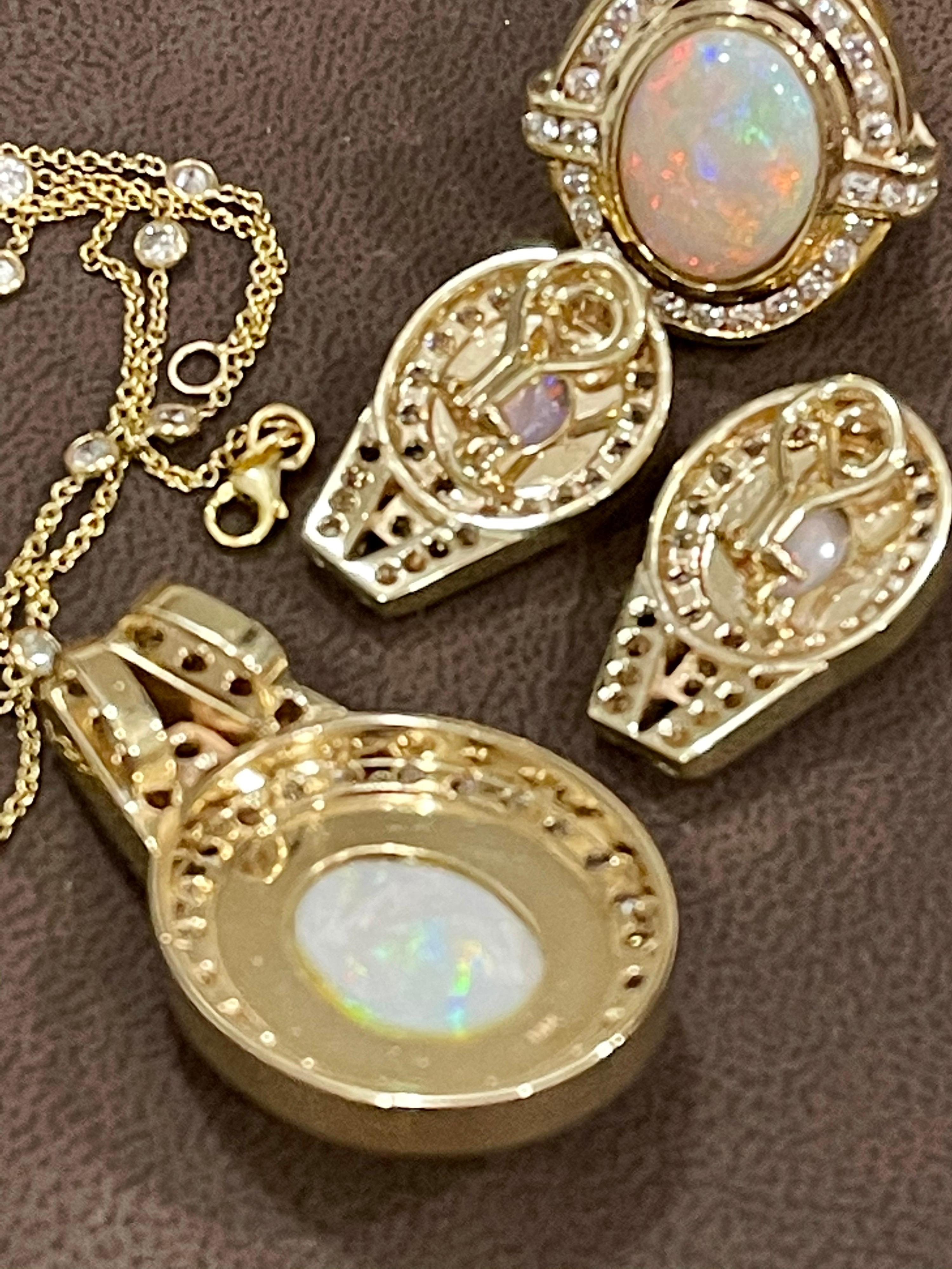 18 Carat Australian Opal and 4.57 Carat Diamond Pendant/Necklace/Ring 14K Gold 2