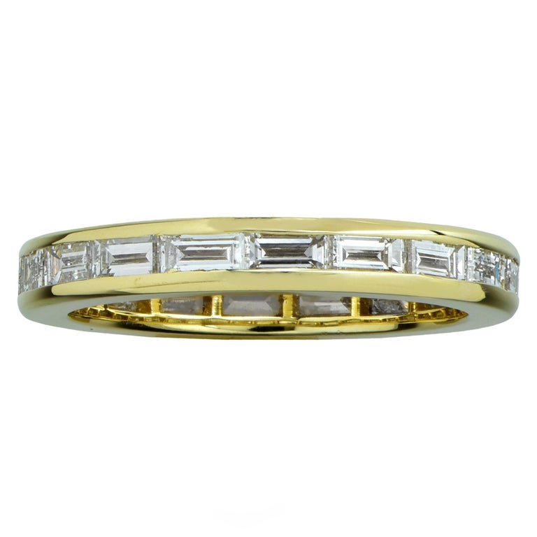 1.8 Carat Baguette Cut Diamond 18 Karat Yellow Gold Eternity Band at ...
