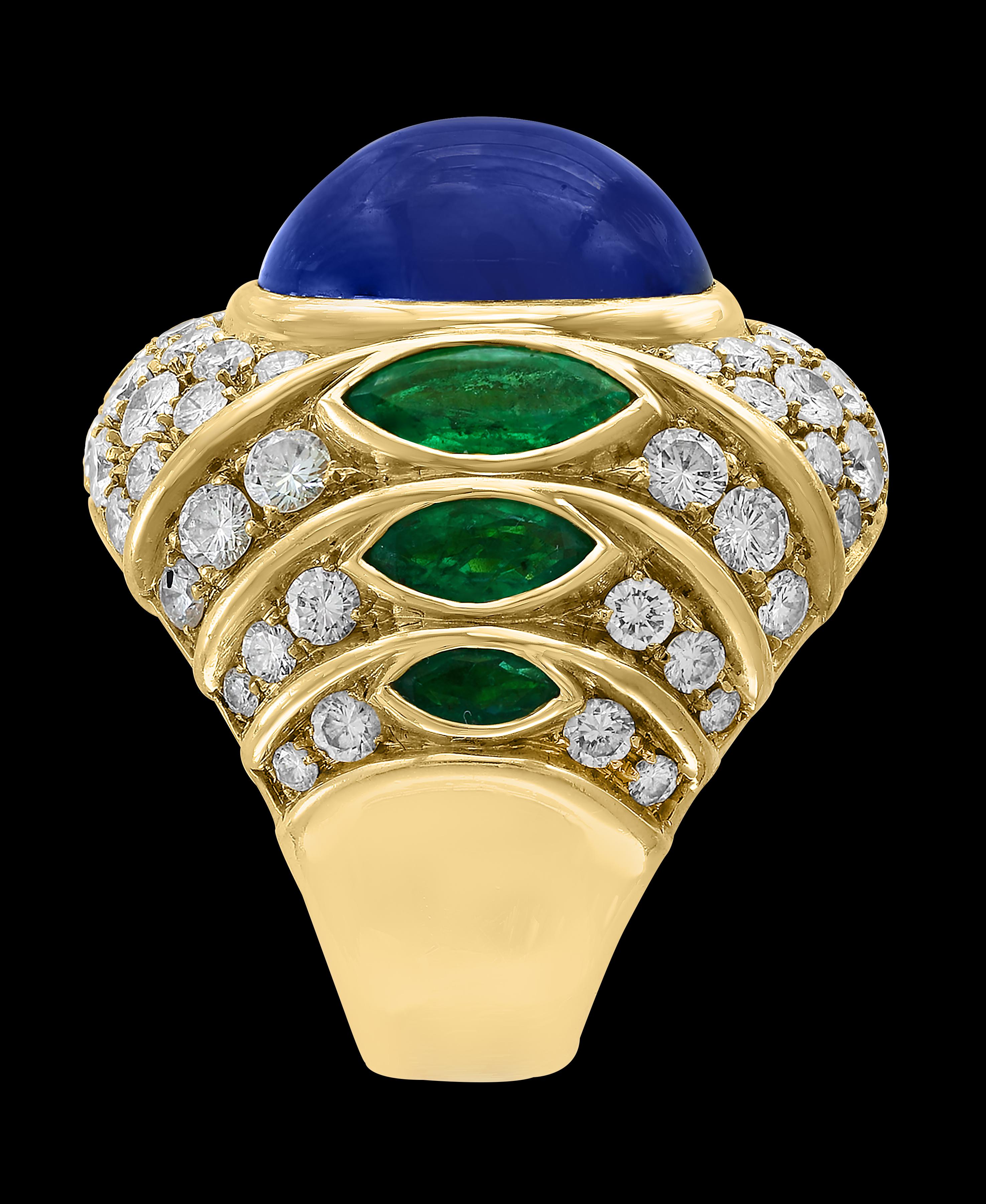 18 Karat Blauer Saphir Cabochon und Diamantring aus 18 Karat Gold im Zustand „Hervorragend“ im Angebot in New York, NY