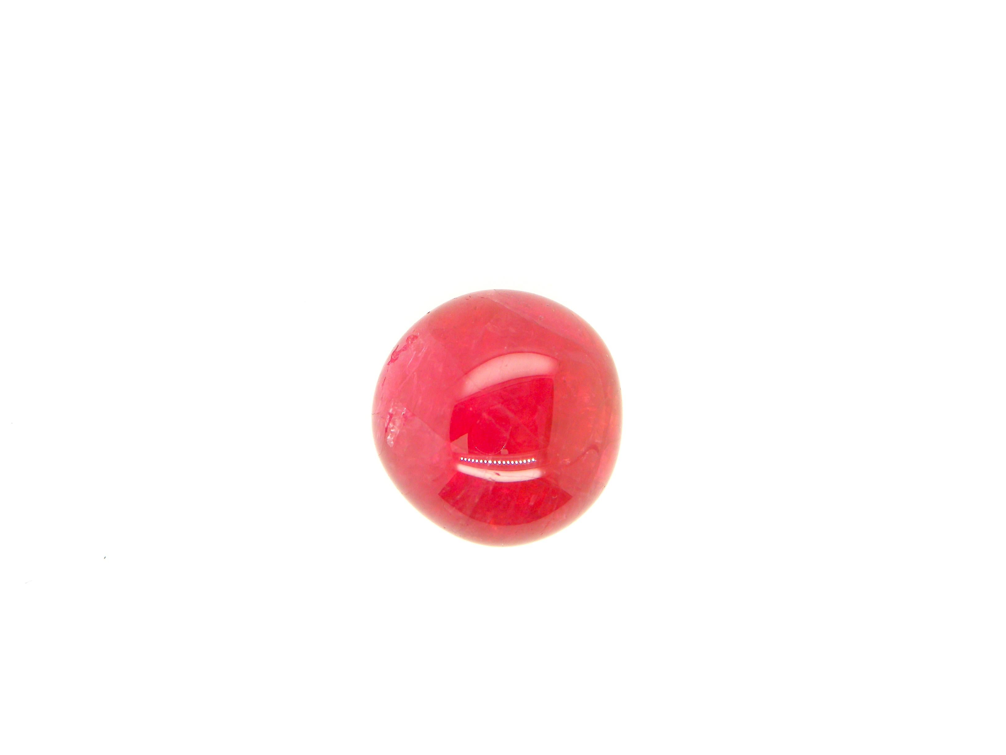 18 Carat Burma No Heat Red Spinel Cabochon:

A beautiful gem, it is a 18 carat unheated Burmese red spinel cabochon. Hailing from the historic Mogok mines in Burma, the spinel possesses an intense red colour saturation, with good lustre and