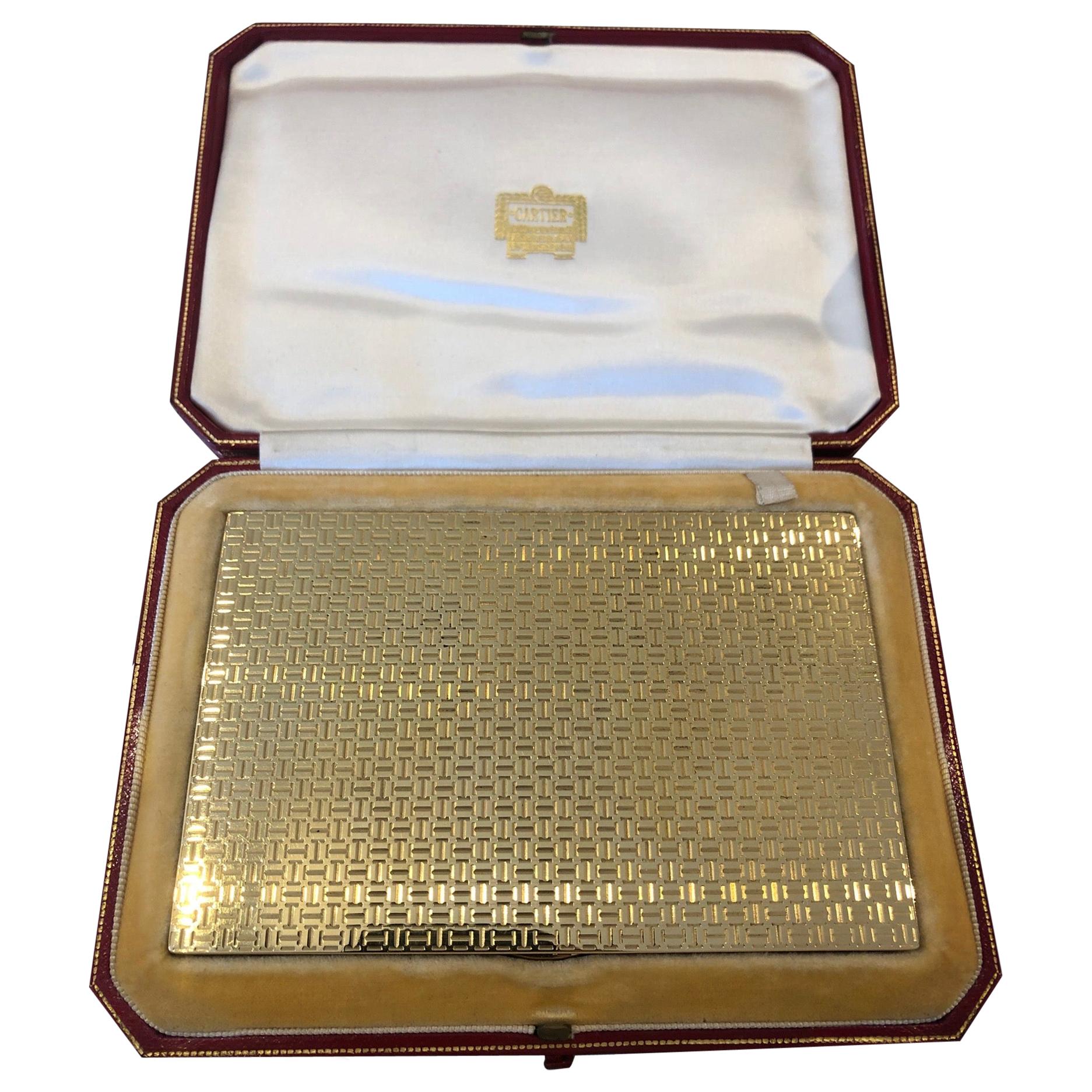 18 Carat Cartier Gold Case with Sapphire Clasp in Original Fitted Box For Sale