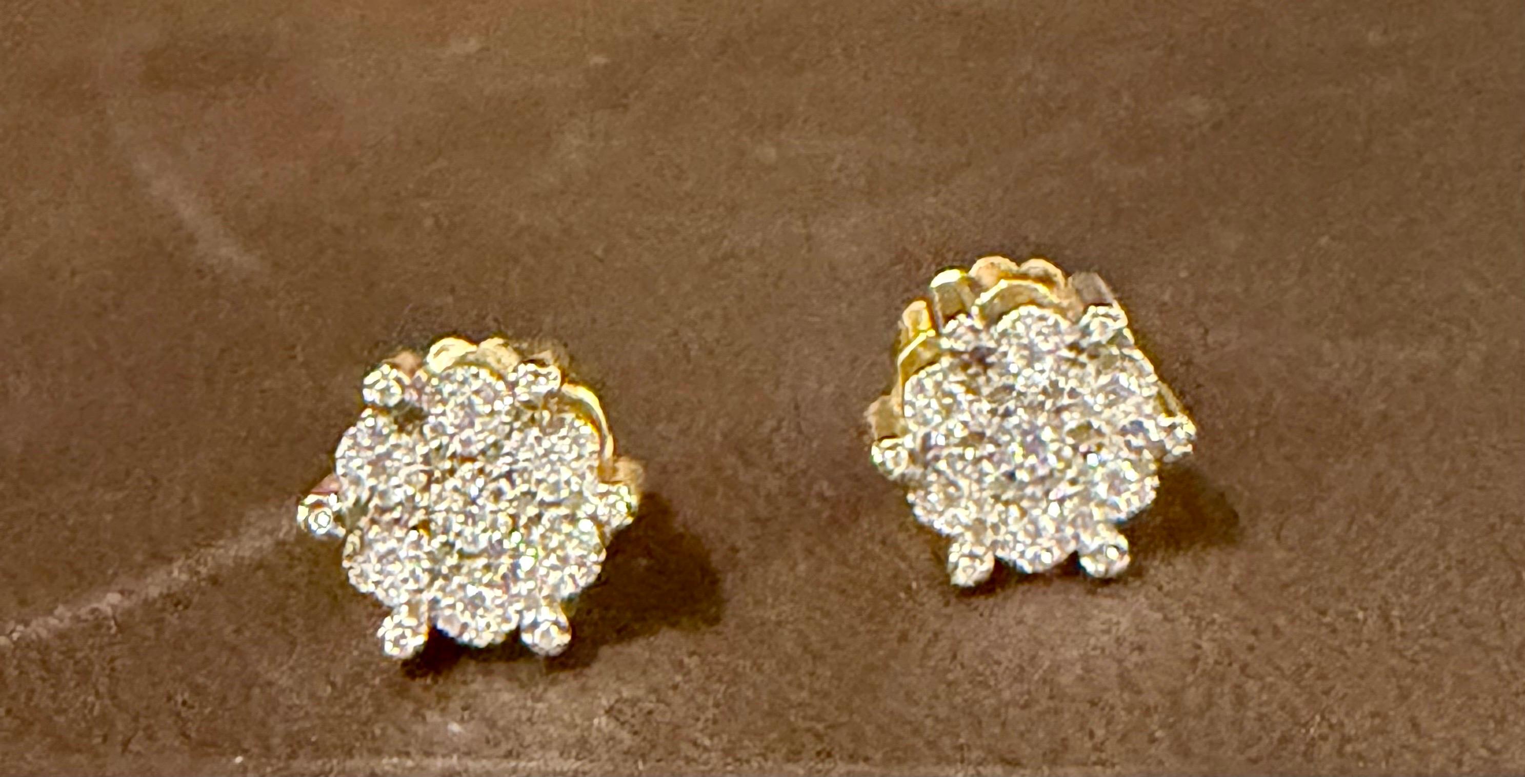 1,8 carati, orecchini a grappolo in oro giallo 18 carati, grande valore 5,3 gm in vendita 7