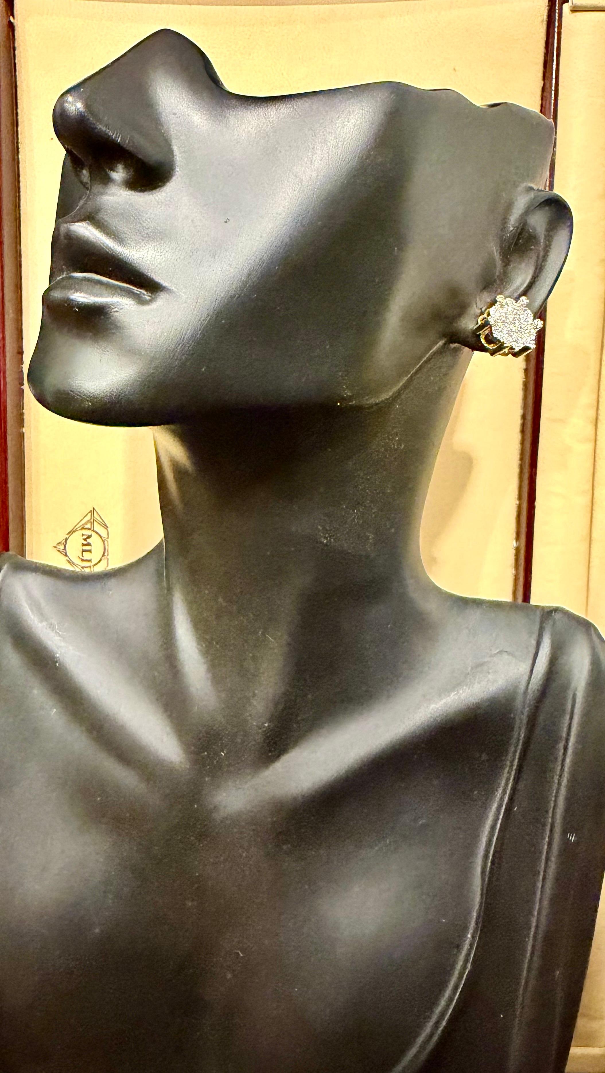 1,8 carati, orecchini a grappolo in oro giallo 18 carati, grande valore 5,3 gm in vendita 9