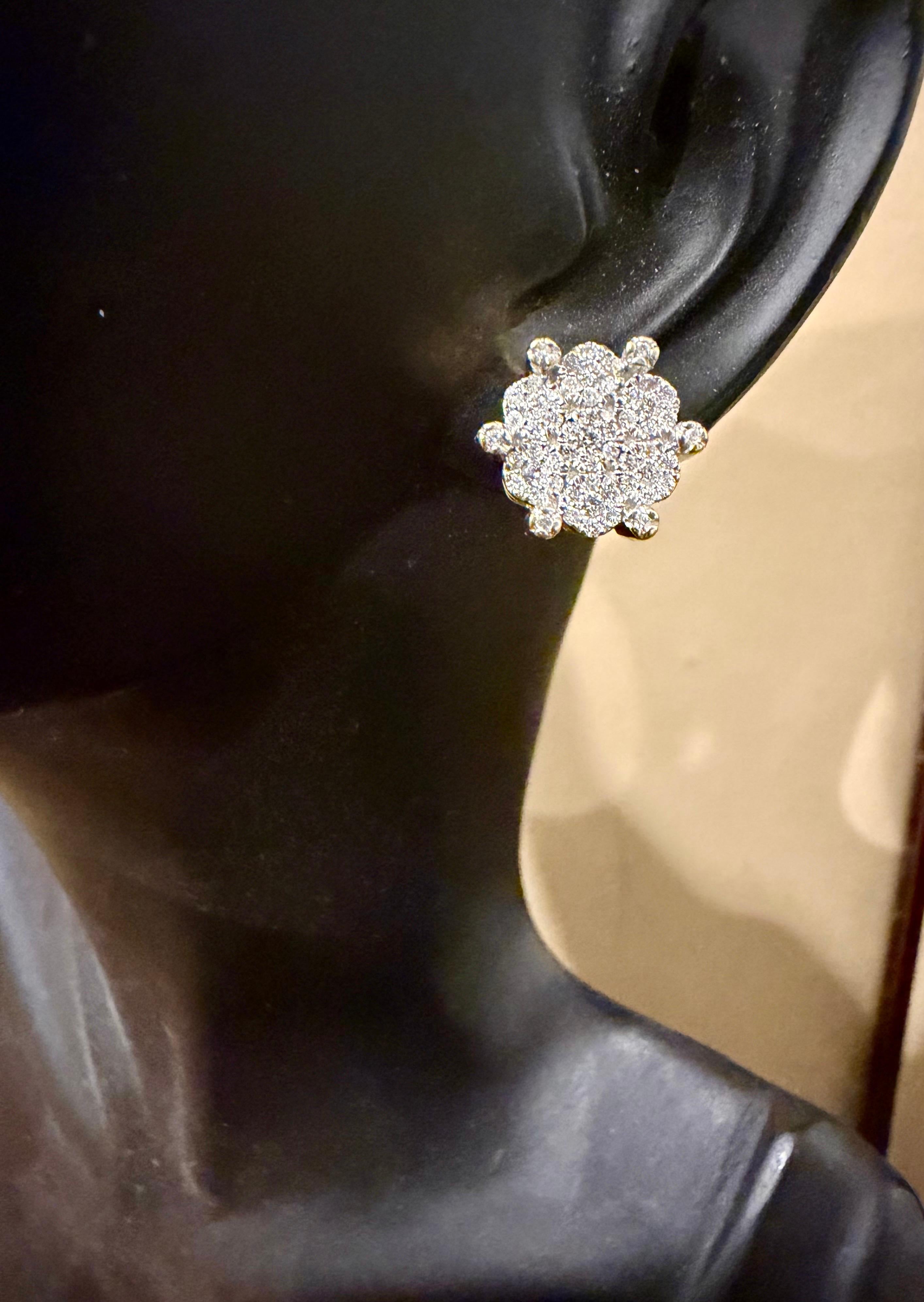 1,8 carati, orecchini a grappolo in oro giallo 18 carati, grande valore 5,3 gm in vendita 11