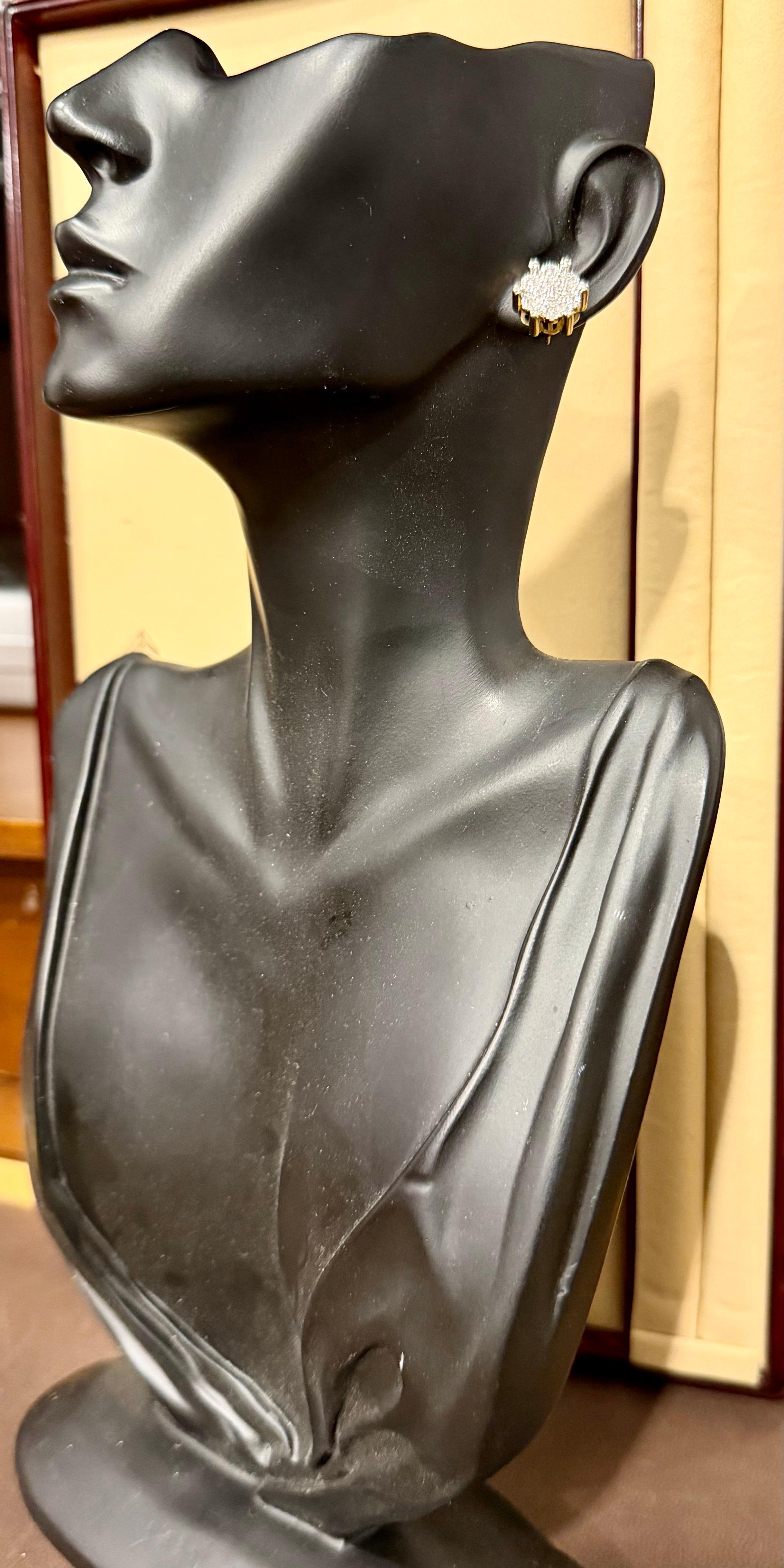 1,8 carati, orecchini a grappolo in oro giallo 18 carati, grande valore 5,3 gm in vendita 12