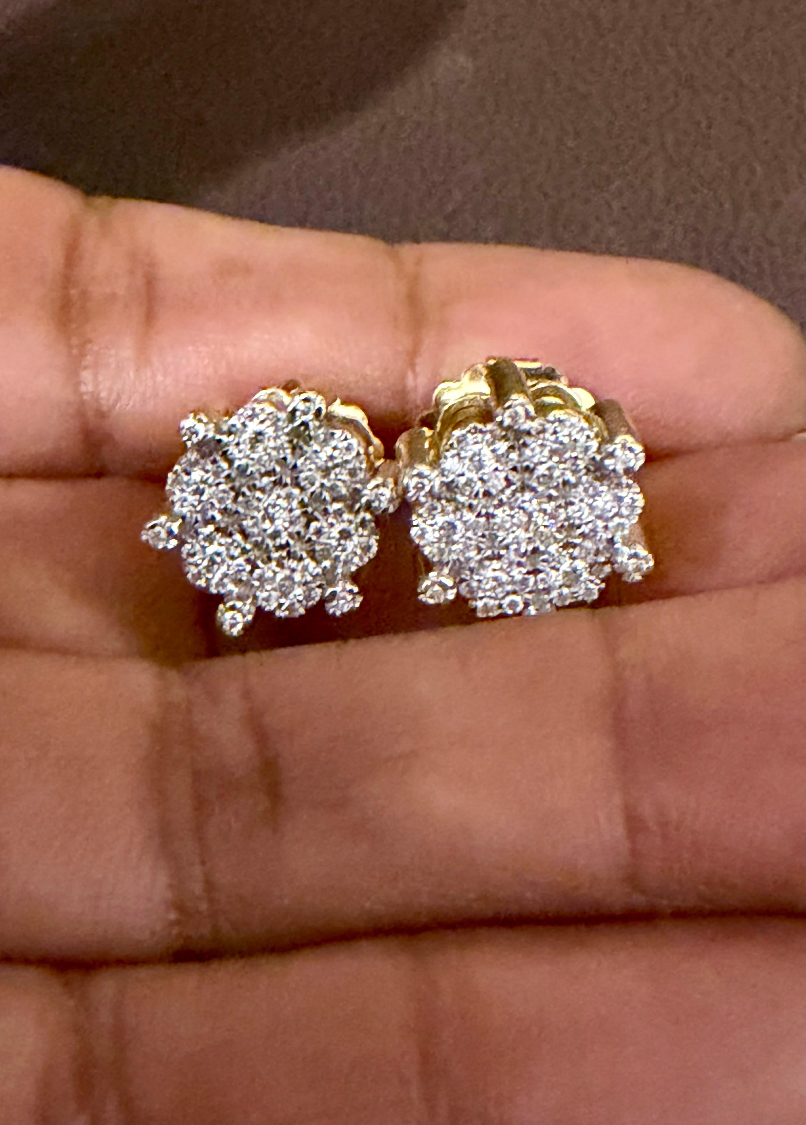 1,8 carati, orecchini a grappolo in oro giallo 18 carati, grande valore 5,3 gm in vendita 1