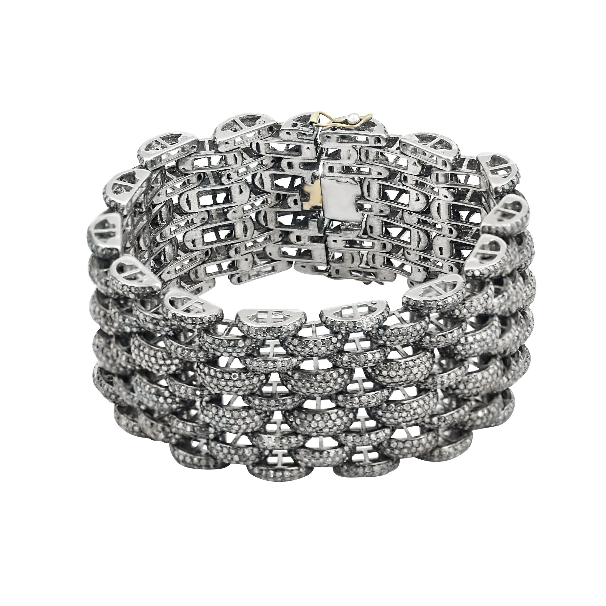Very Beautiful one of a kind artisan made designer 18 carats Diamond bracelet. Designed and handmade with precision, Perfect craftsmanship, and strong interest!