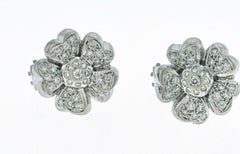 1.8 Carat  Diamond Flower/Cluster Stud Earring 18 Karat White Gold