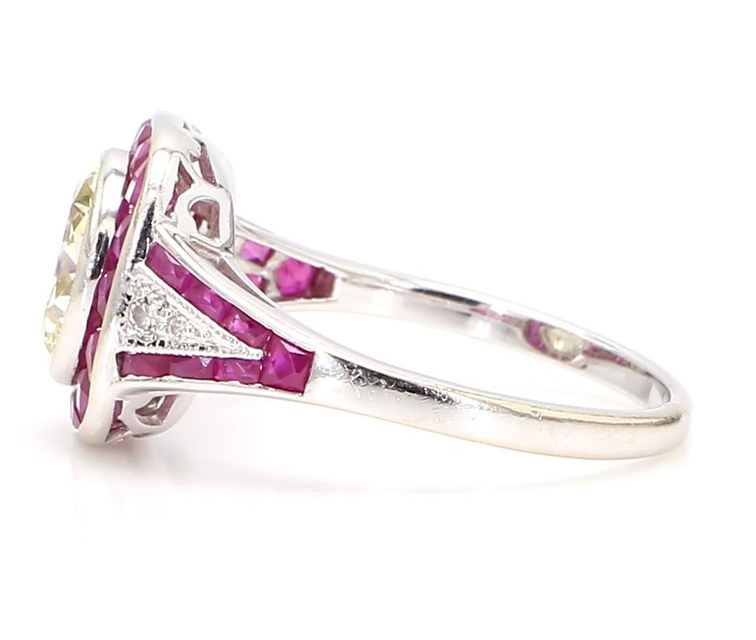 French Cut 1.8 Carat Diamond French Art Deco Ring For Sale