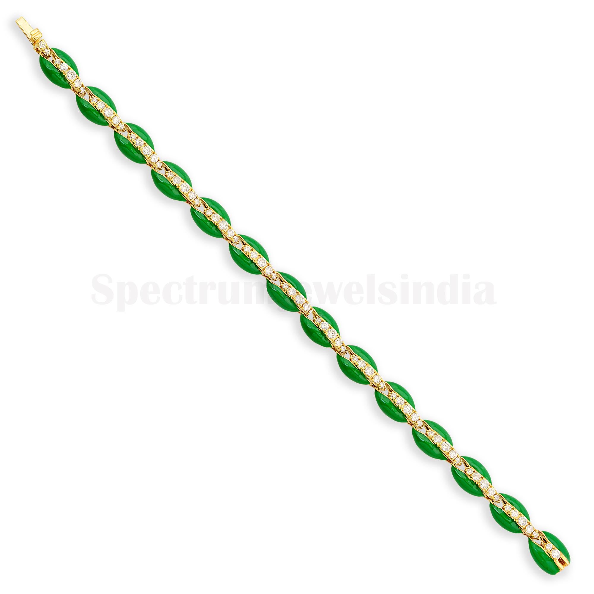 Item Code :- STBR-4044E
Gross Weight :- 15.49 gm
10k Yellow Gold Weight :- 15.12 gm
Diamond Weight :- 1.85 carat  ( AVERAGE DIAMOND CLARITY SI1-SI2 & COLOR H-I )
Bracelet Length :- 7 Inches Long
✦ Sizing
.....................
We can adjust most