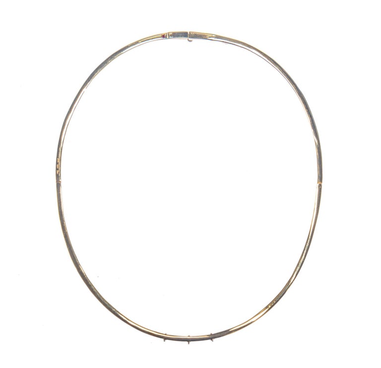 .18 Carat Diamond Ruby Yellow Gold Wire Necklace at 1stDibs