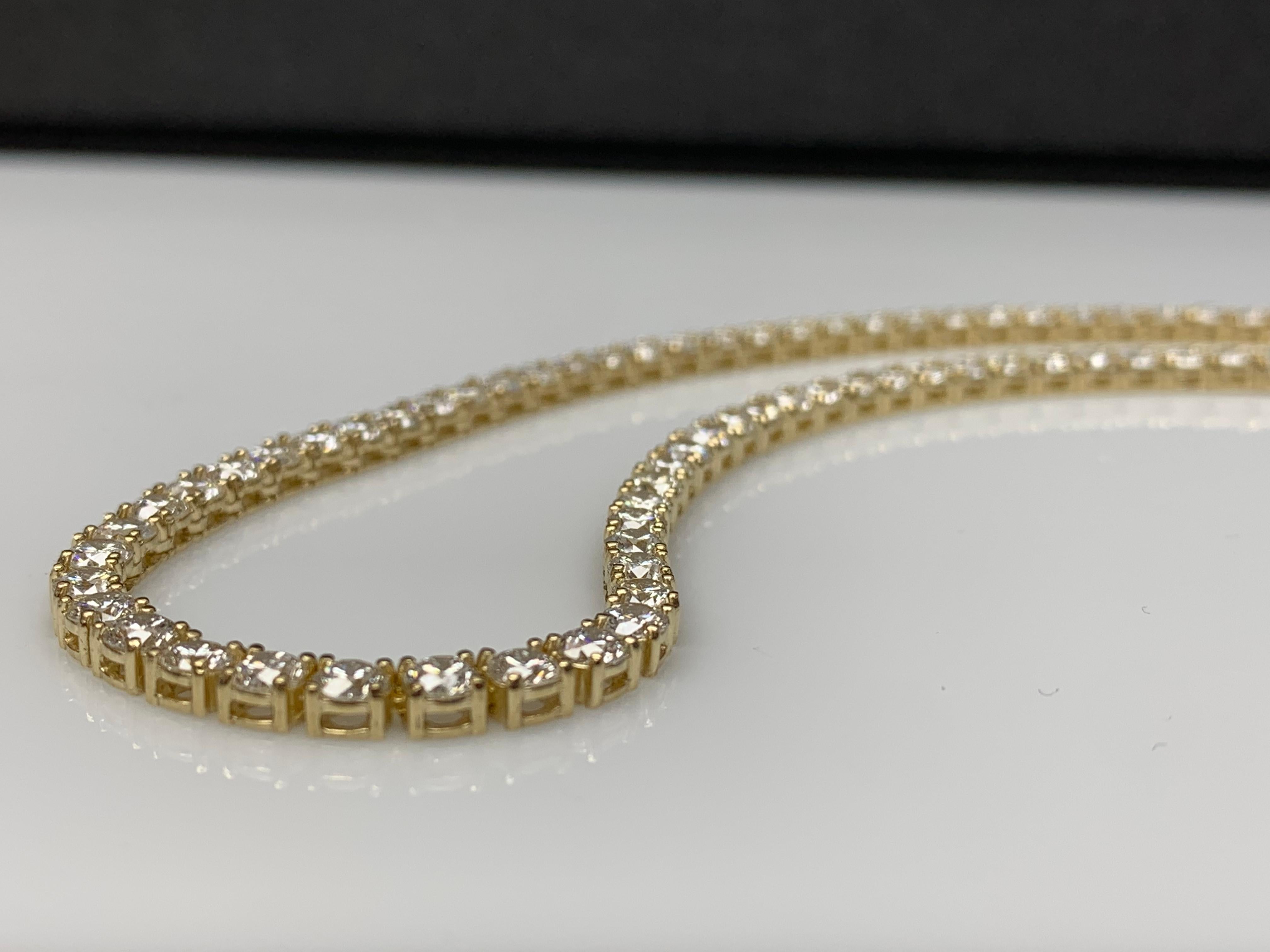 18 Carat Diamond Tennis Necklace in 14K Yellow Gold For Sale 12