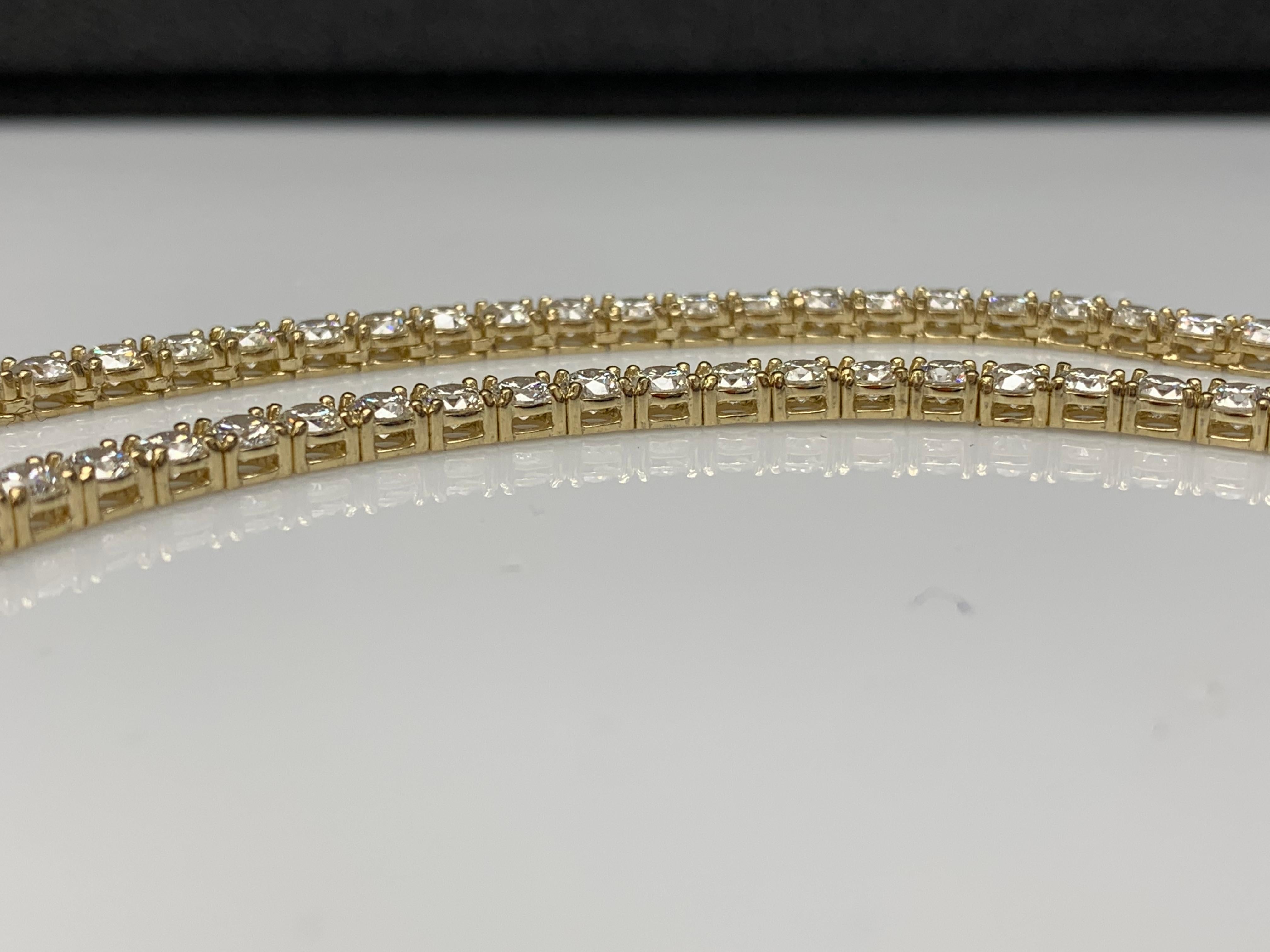18 Carat Diamond Tennis Necklace in 14K Yellow Gold For Sale 13
