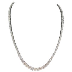 18.03 Carat Diamond White Gold Riviera Graduated Tennis Necklace