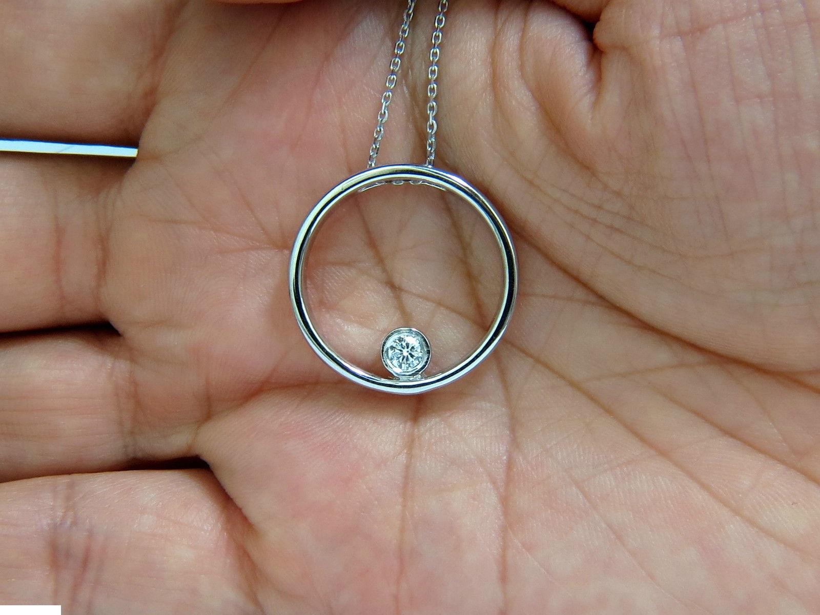 Women's or Men's .18 Carat Diamond within Circle Pendant Ring 14 Karat Elegant and Necklace