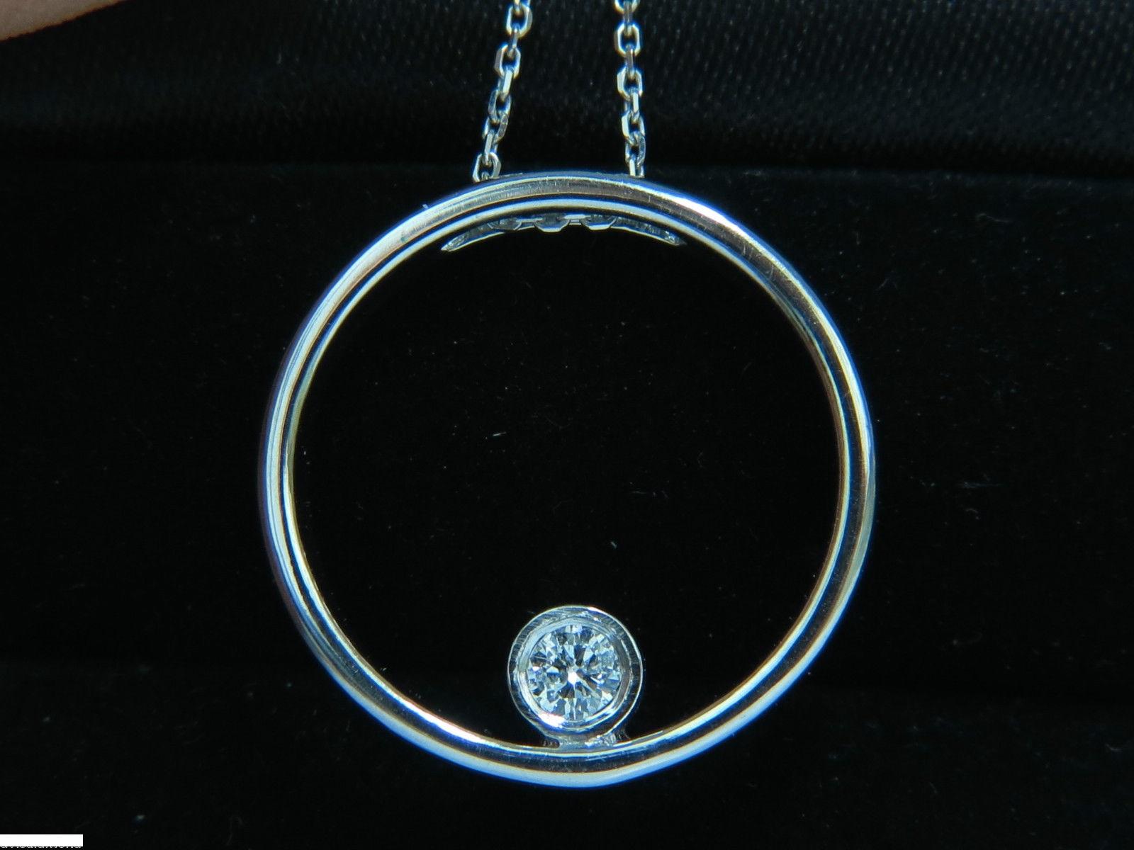 .18 Carat Diamond within Circle Pendant Ring 14 Karat Elegant and Necklace 1