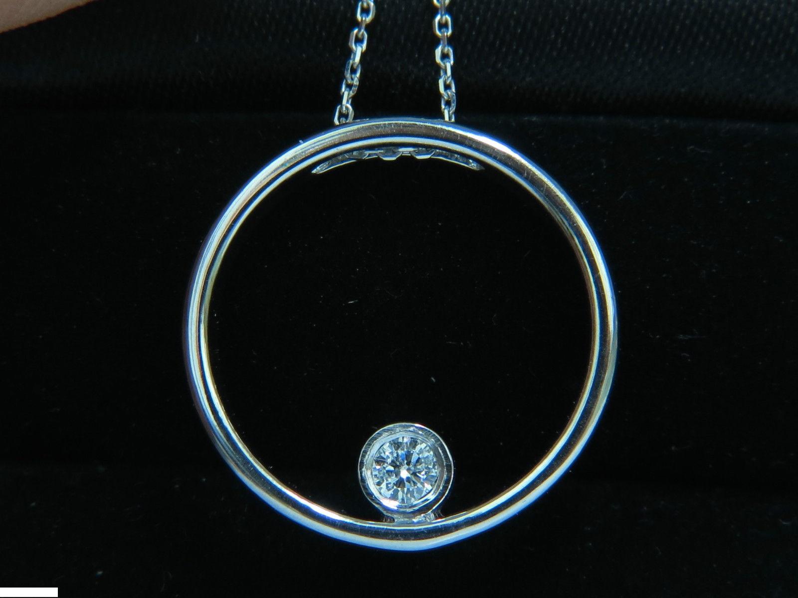 .18 Carat Diamond within Circle Pendant Ring 14 Karat Elegant and Necklace 2