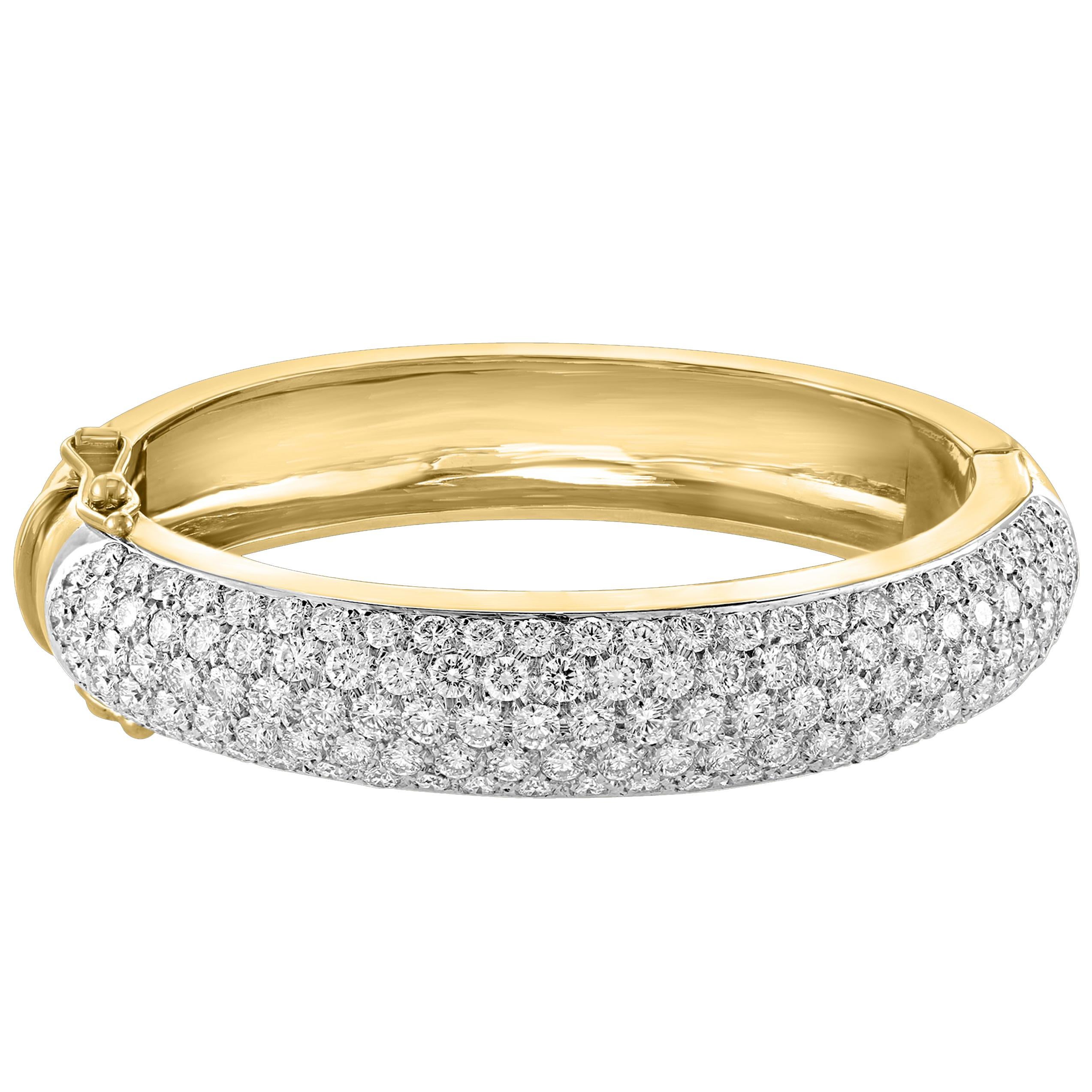 18 Carat Diamonds VS Quality E-F Color 18 Karat Gold 60 Grams Bangle /Bracelet