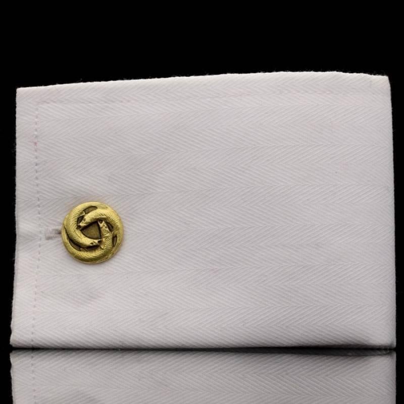 Rene Lalique Double Ended Gold Cufflinks, circa 1900 In Good Condition In London, GB