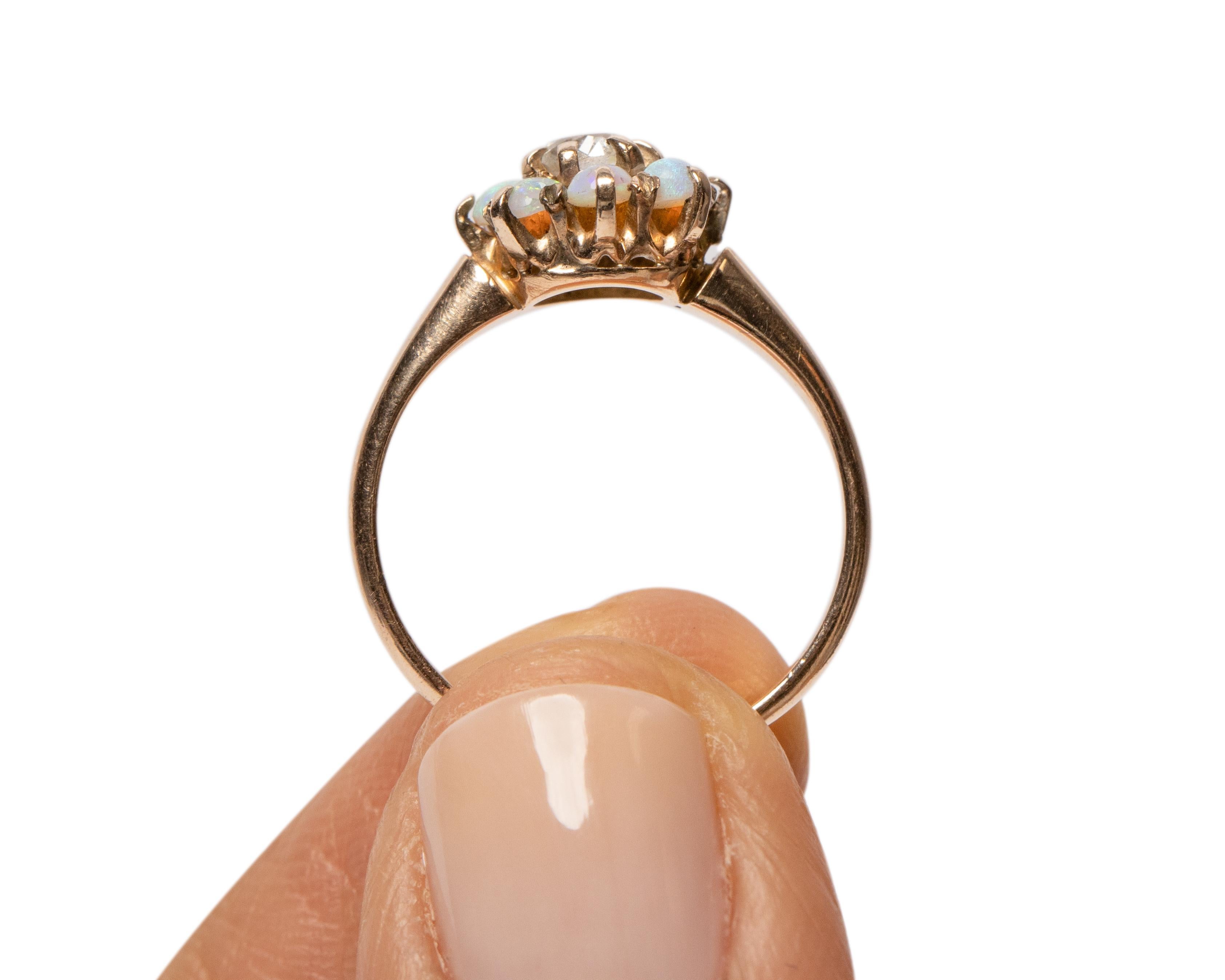 Women's .18 Carat Edwardian 14 Karat Yellow Gold Diamond Engagement Ring