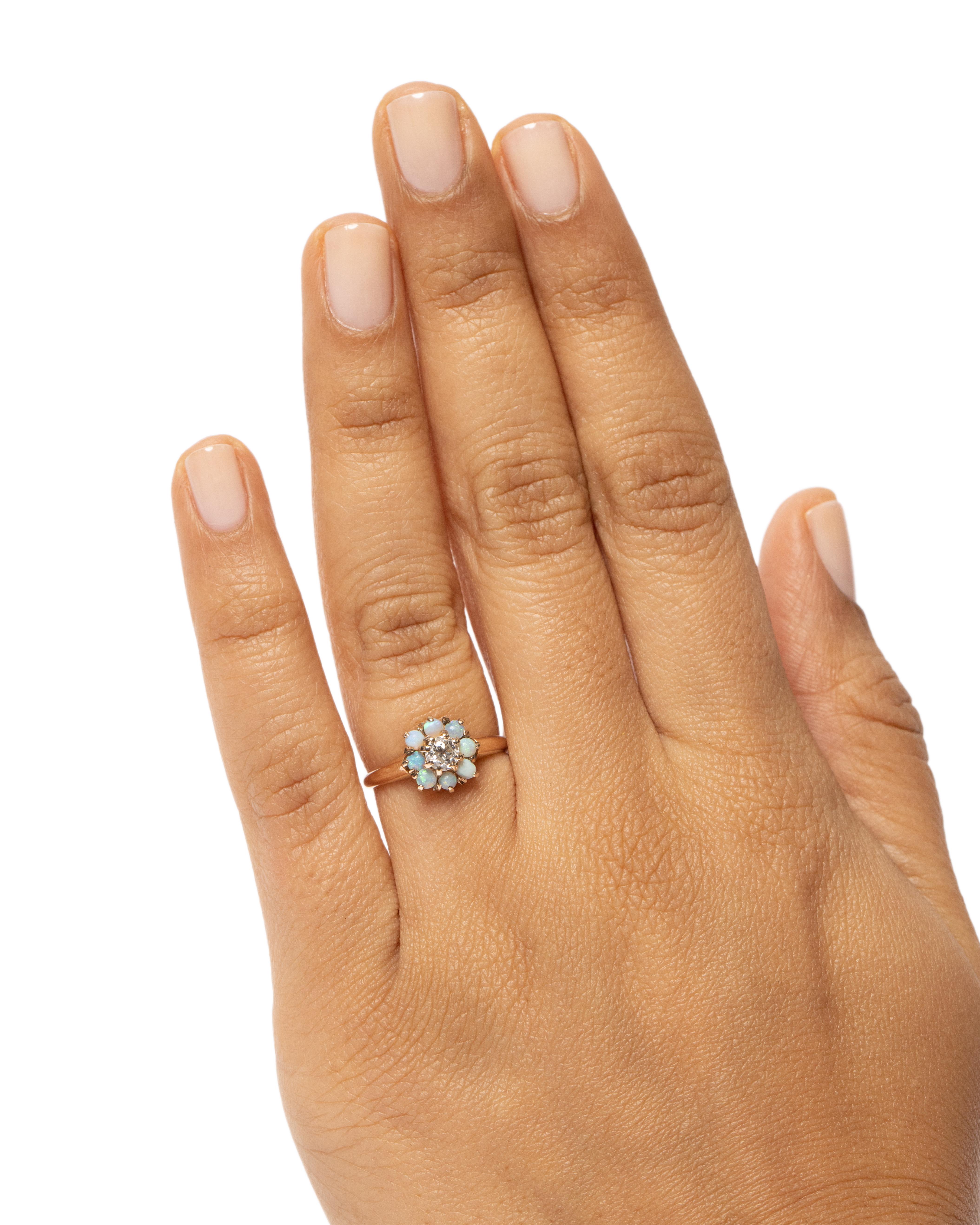 .18 Carat Edwardian 14 Karat Yellow Gold Diamond Engagement Ring 1